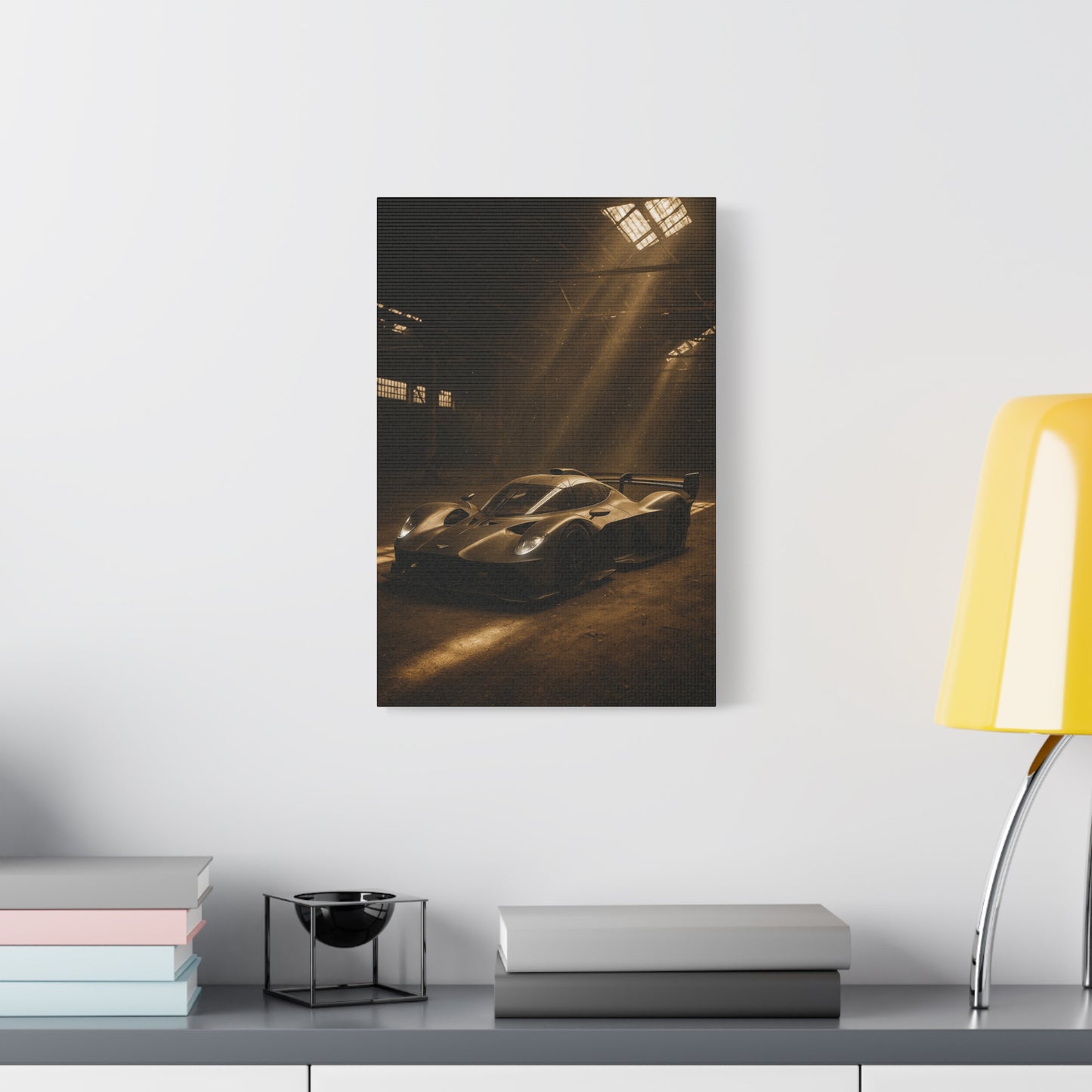 Canvas Print - Aston Martin Valkyrie AMR Pro in a dusty barn