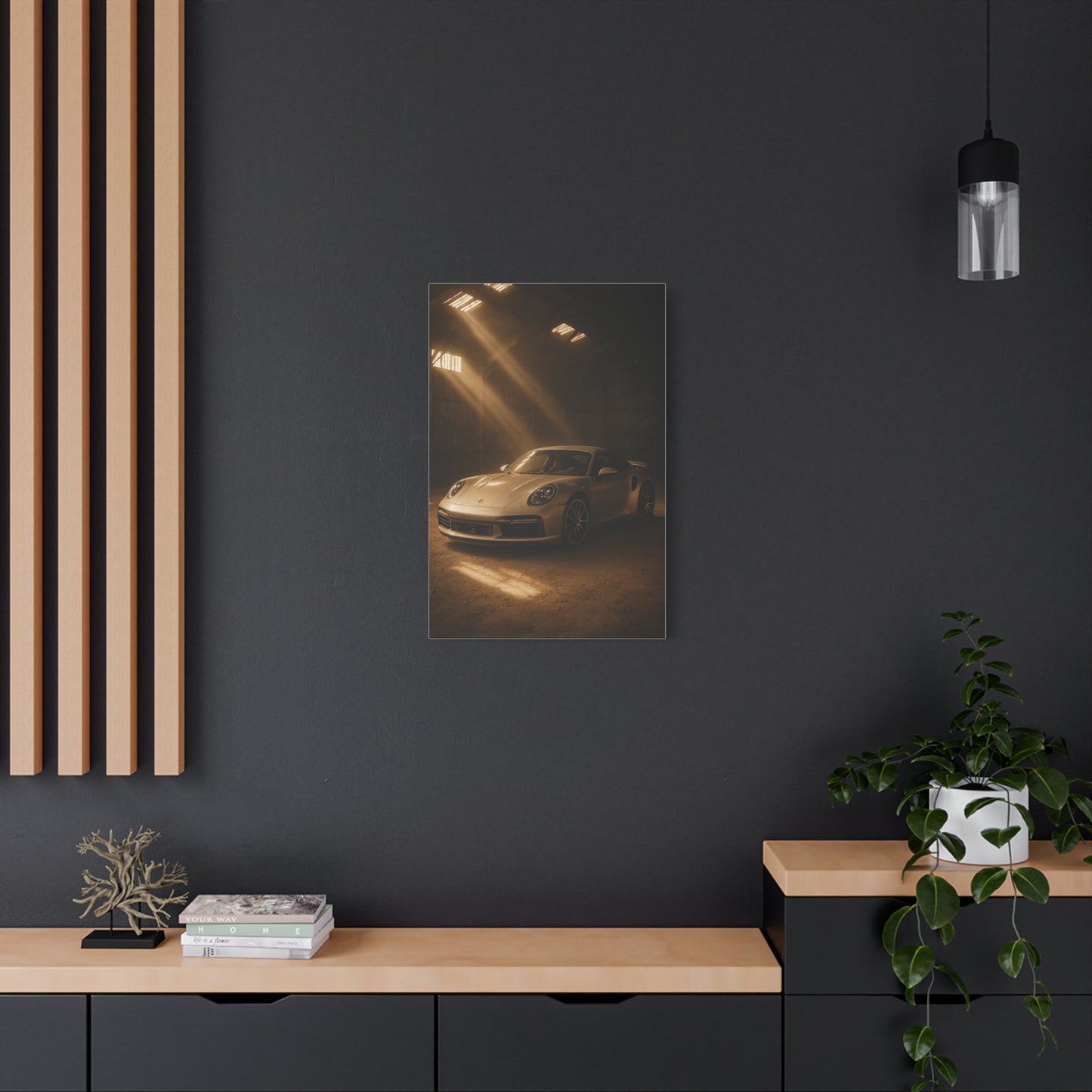Canvas Print - Porsche 911 Turbo S(992) in a dusty barn
