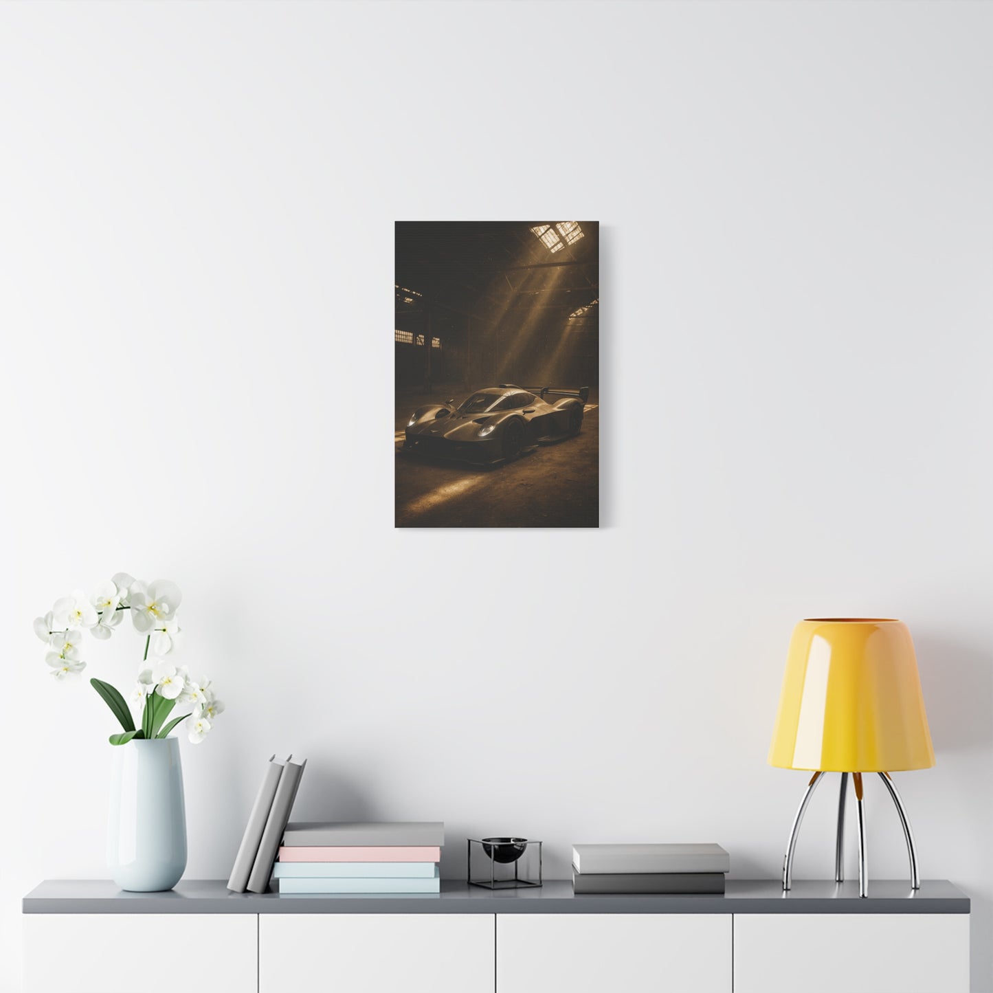 Canvas Print - Aston Martin Valkyrie AMR Pro in a dusty barn