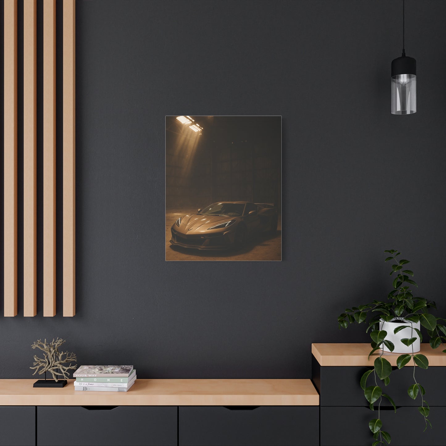 Canvas Print - Corevette C8 Z06 in a dusty barn