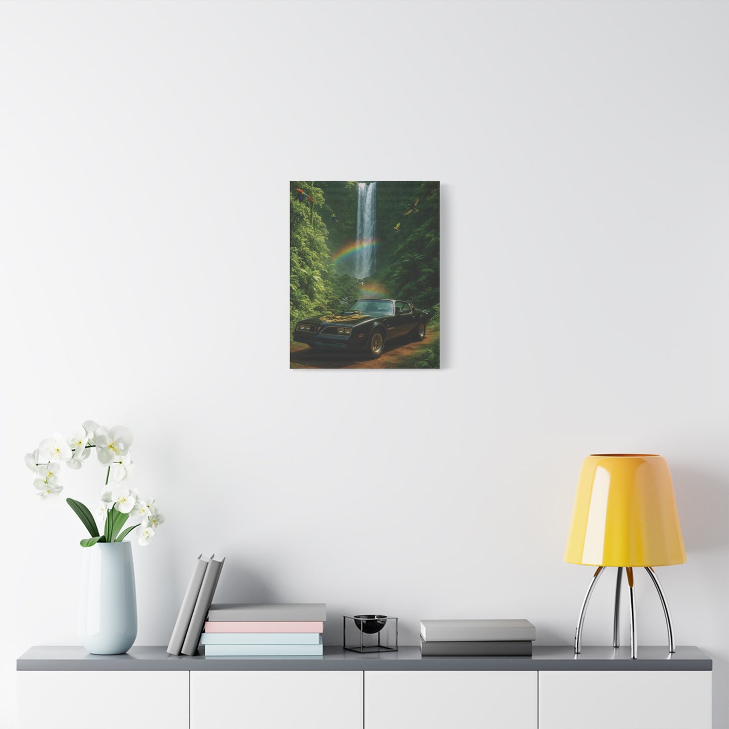 Canvas Print - Pontiac Firebird Trans Am driving through the jungle