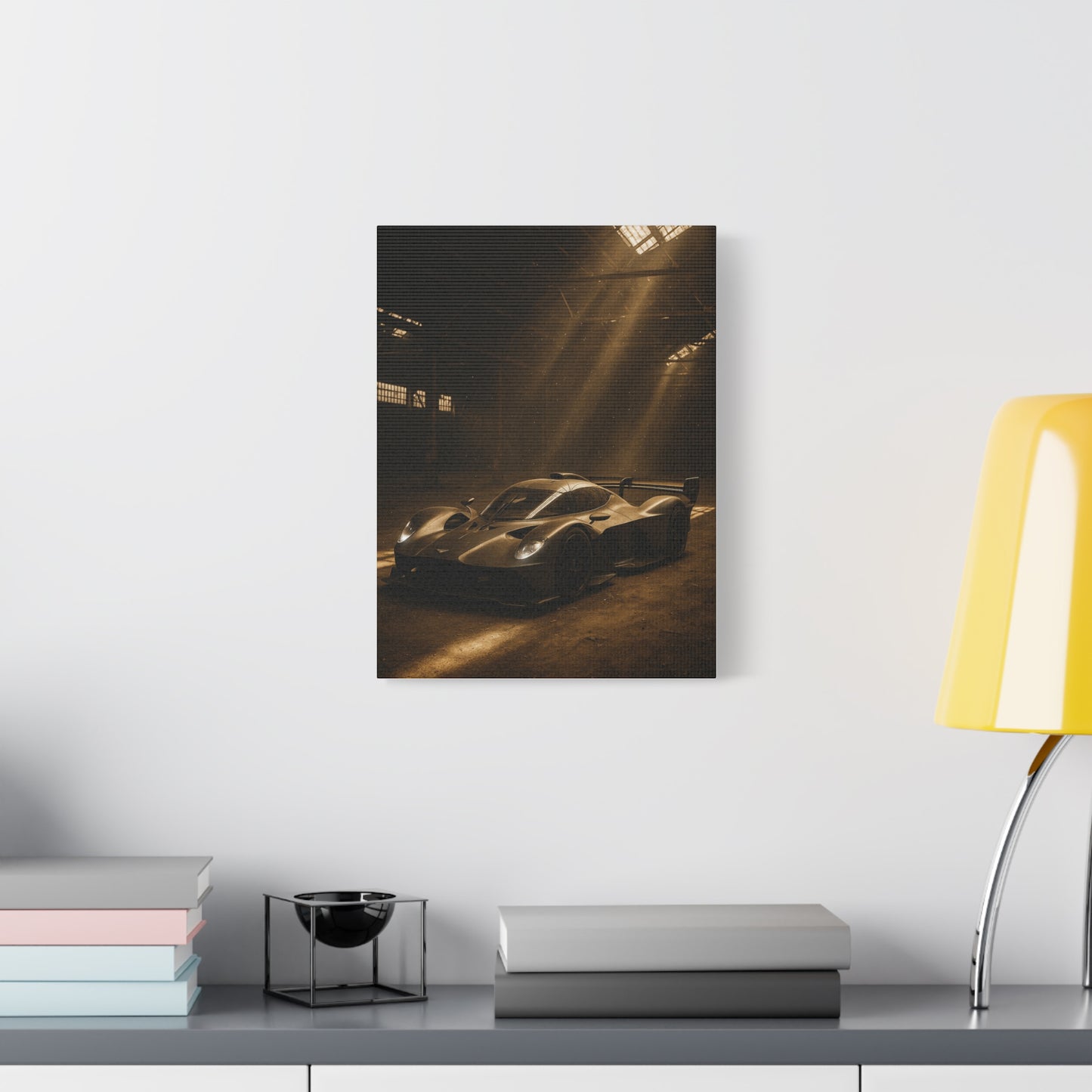 Canvas Print - Aston Martin Valkyrie AMR Pro in a dusty barn