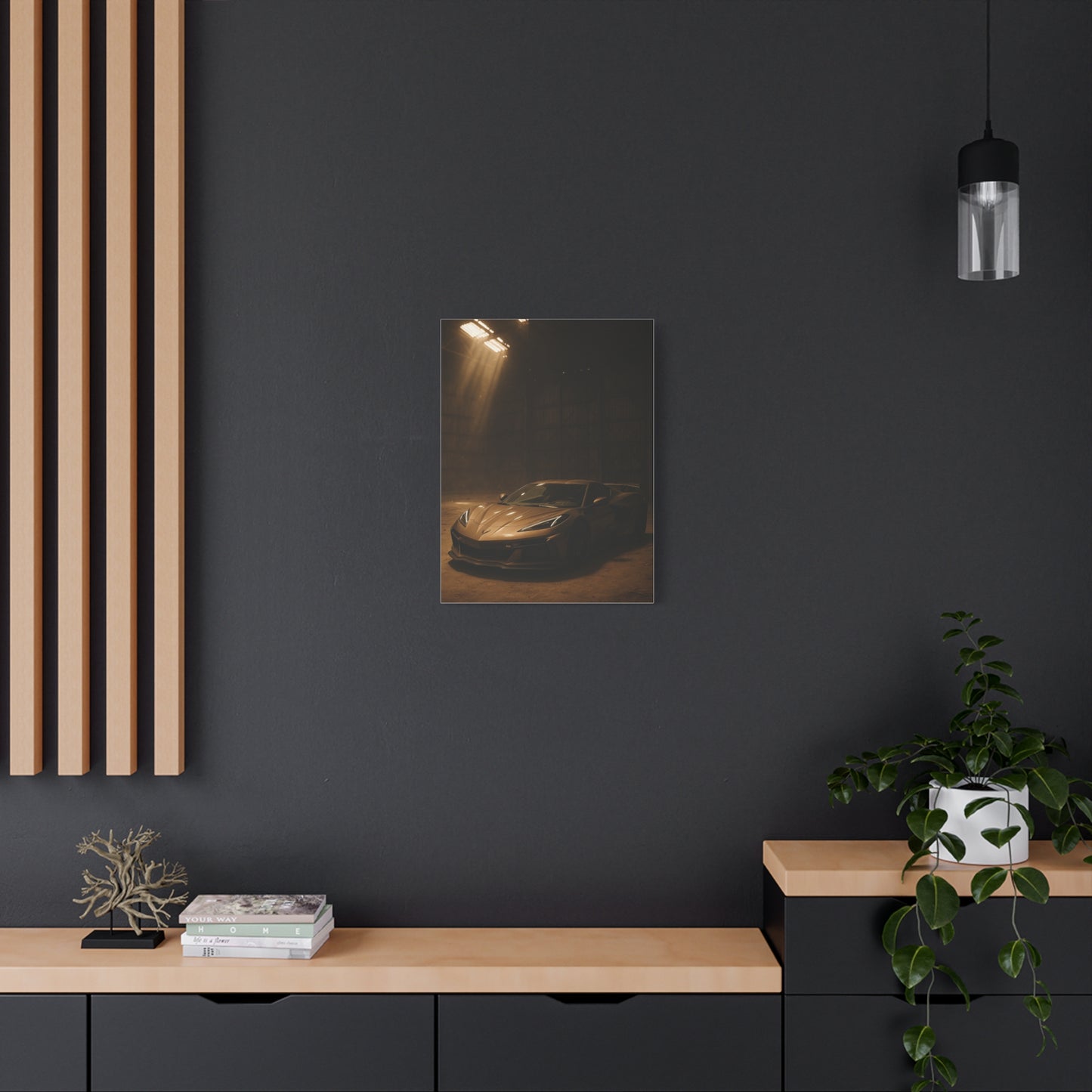 Canvas Print - Corevette C8 Z06 in a dusty barn