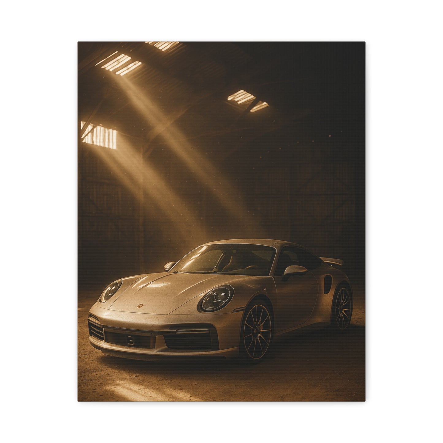 Canvas Print - Porsche 911 Turbo S(992) in a dusty barn
