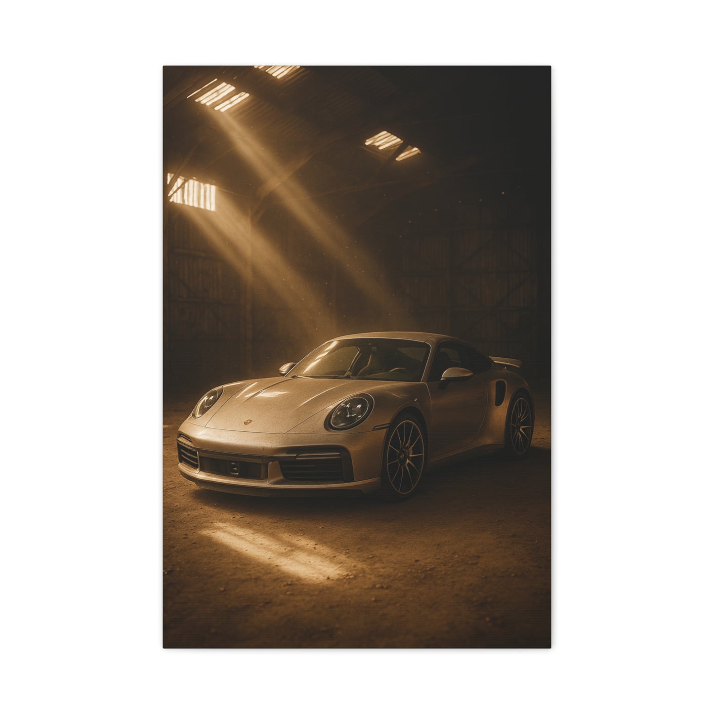 Canvas Print - Porsche 911 Turbo S(992) in a dusty barn