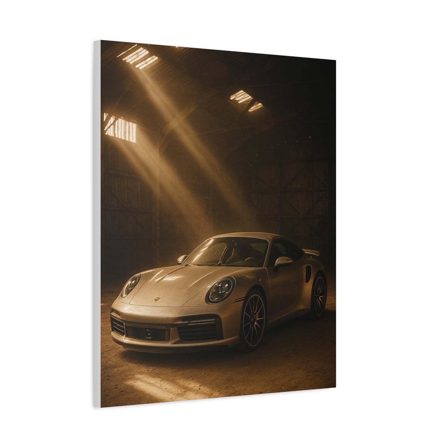 Canvas Print - Porsche 911 Turbo S(992) in a dusty barn
