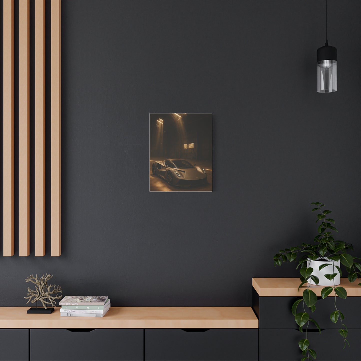 Canvas Print - Lotus Evija in a dusty barn
