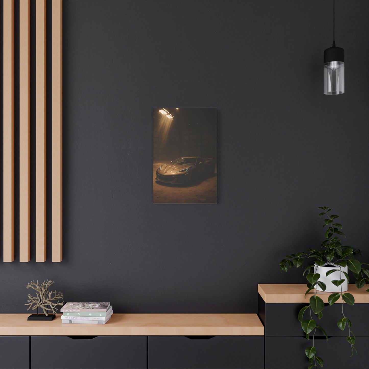 Canvas Print - Corevette C8 Z06 in a dusty barn