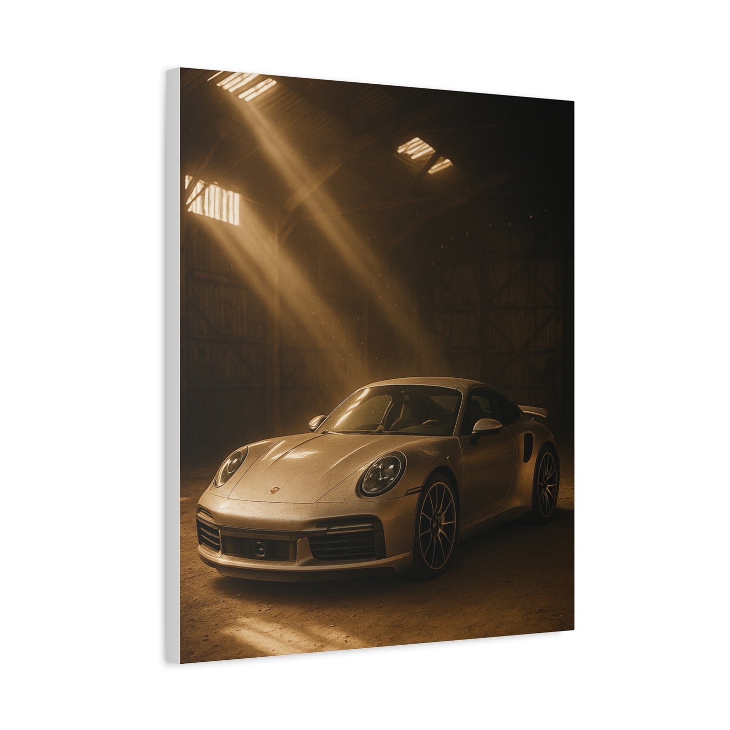 Canvas Print - Porsche 911 Turbo S(992) in a dusty barn