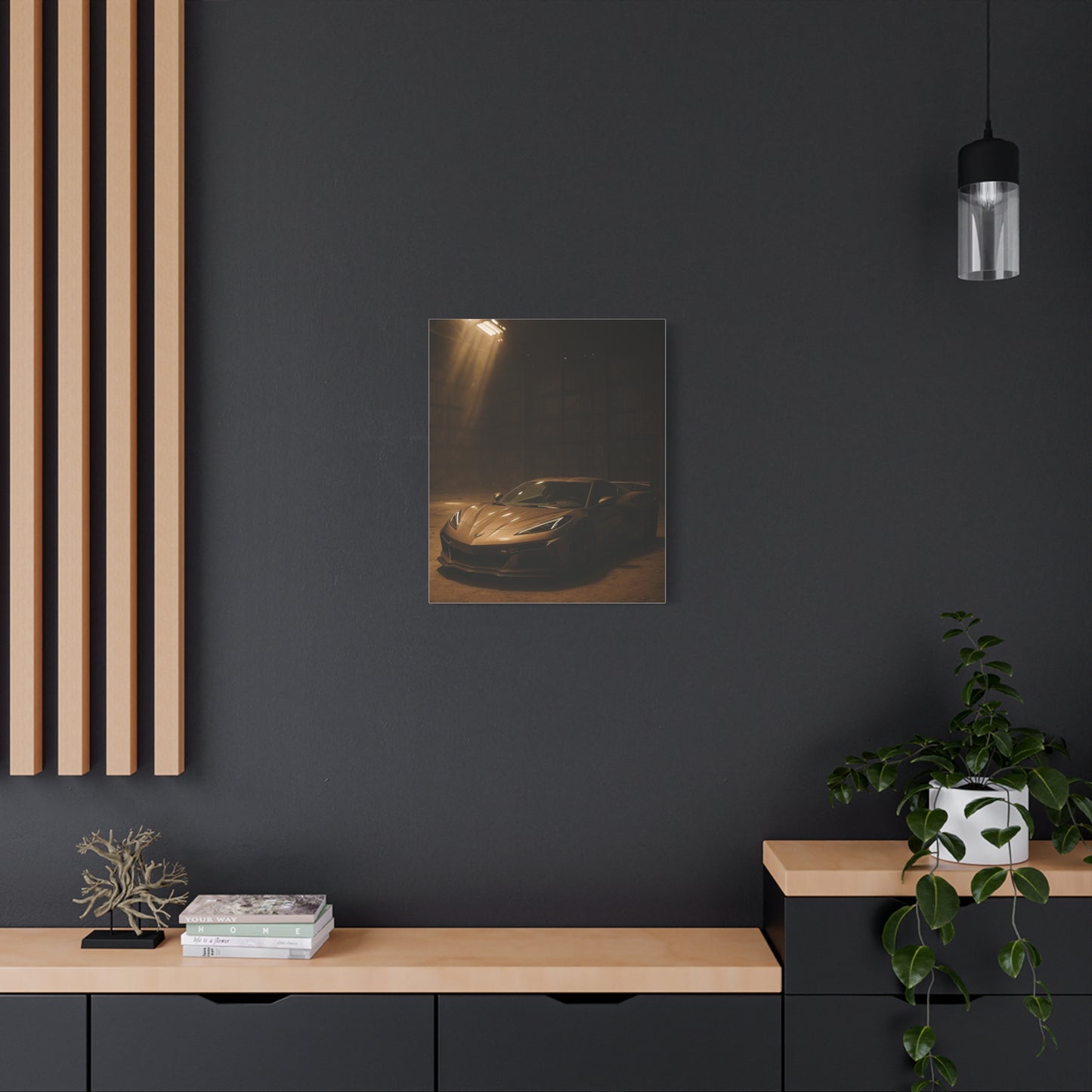 Canvas Print - Corevette C8 Z06 in a dusty barn