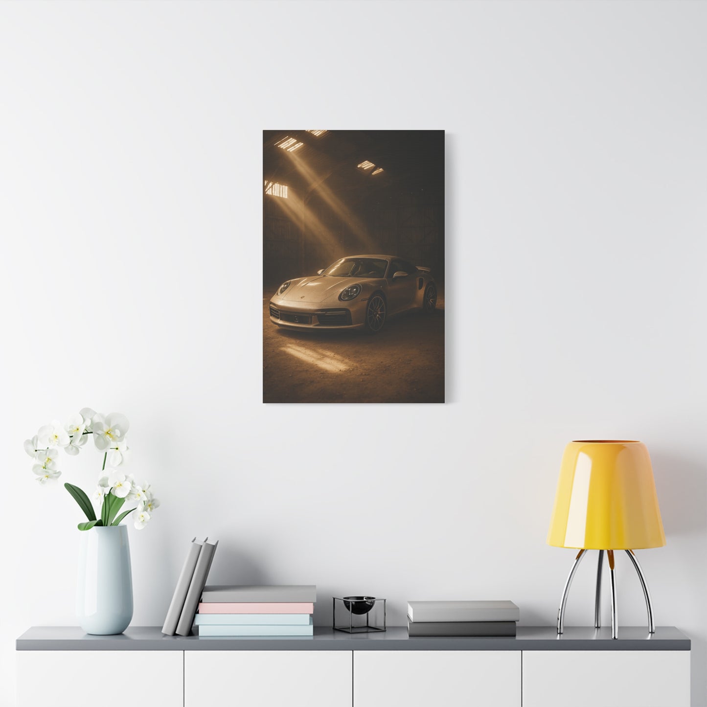 Canvas Print - Porsche 911 Turbo S(992) in a dusty barn