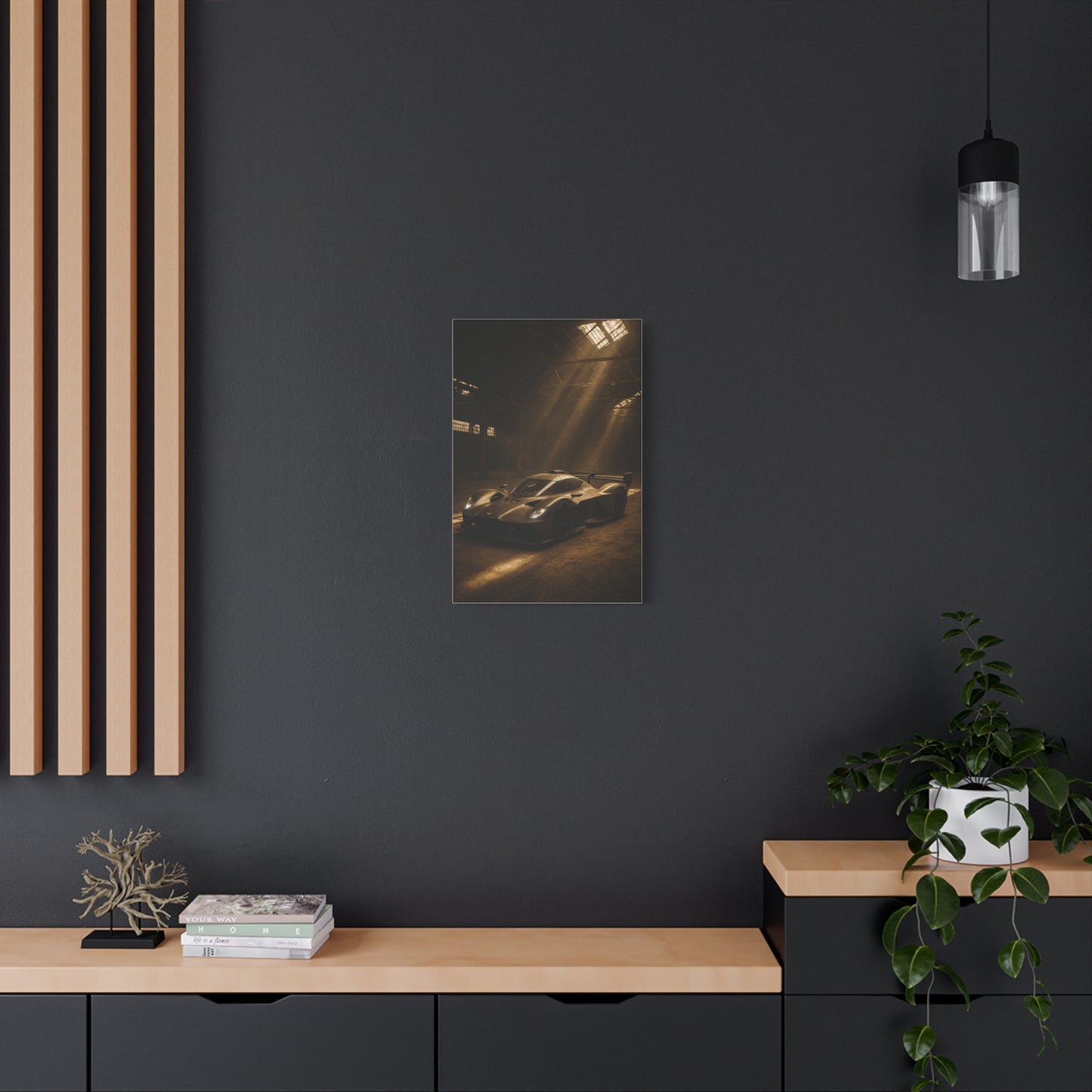 Canvas Print - Aston Martin Valkyrie AMR Pro in a dusty barn