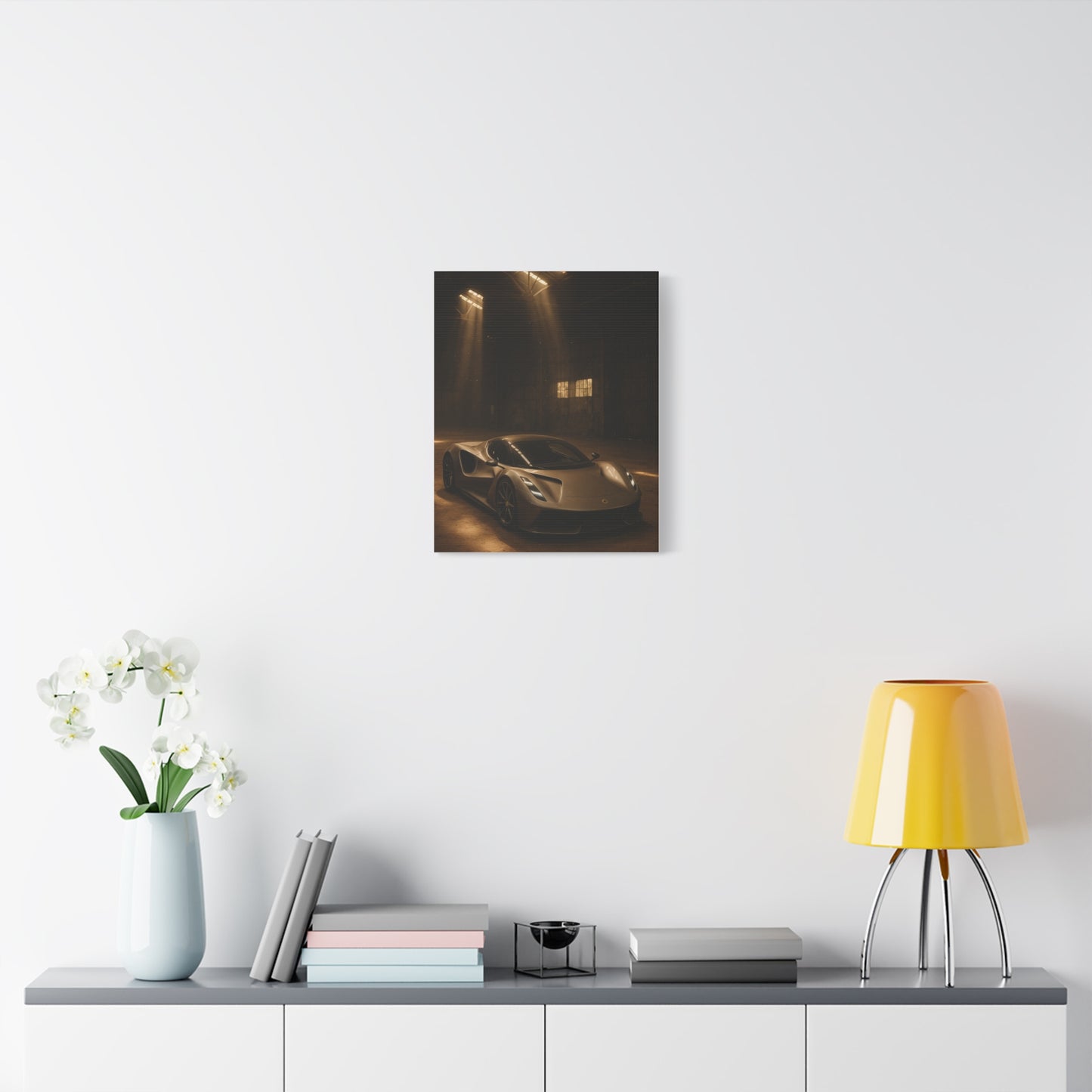 Canvas Print - Lotus Evija in a dusty barn