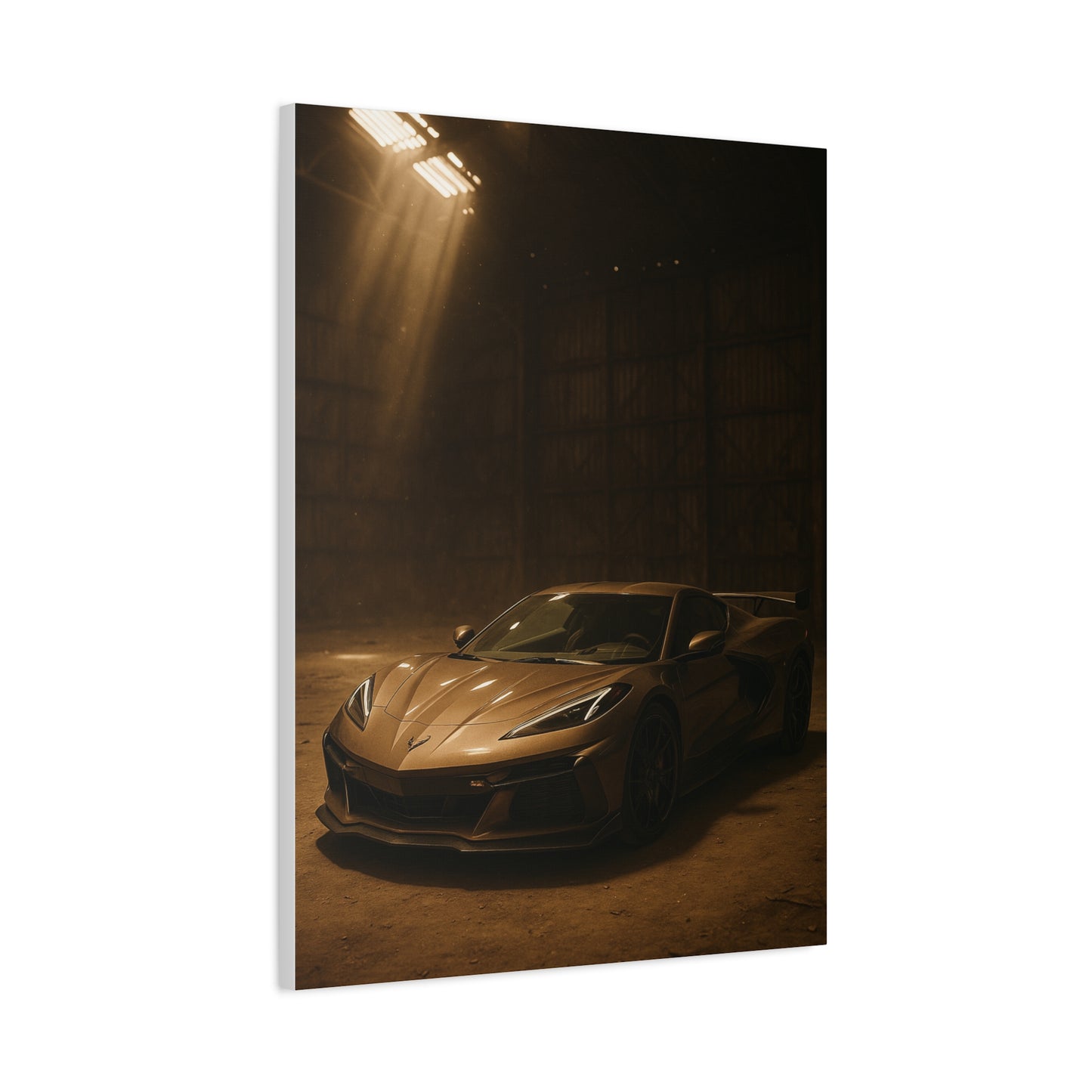 Canvas Print - Corevette C8 Z06 in a dusty barn