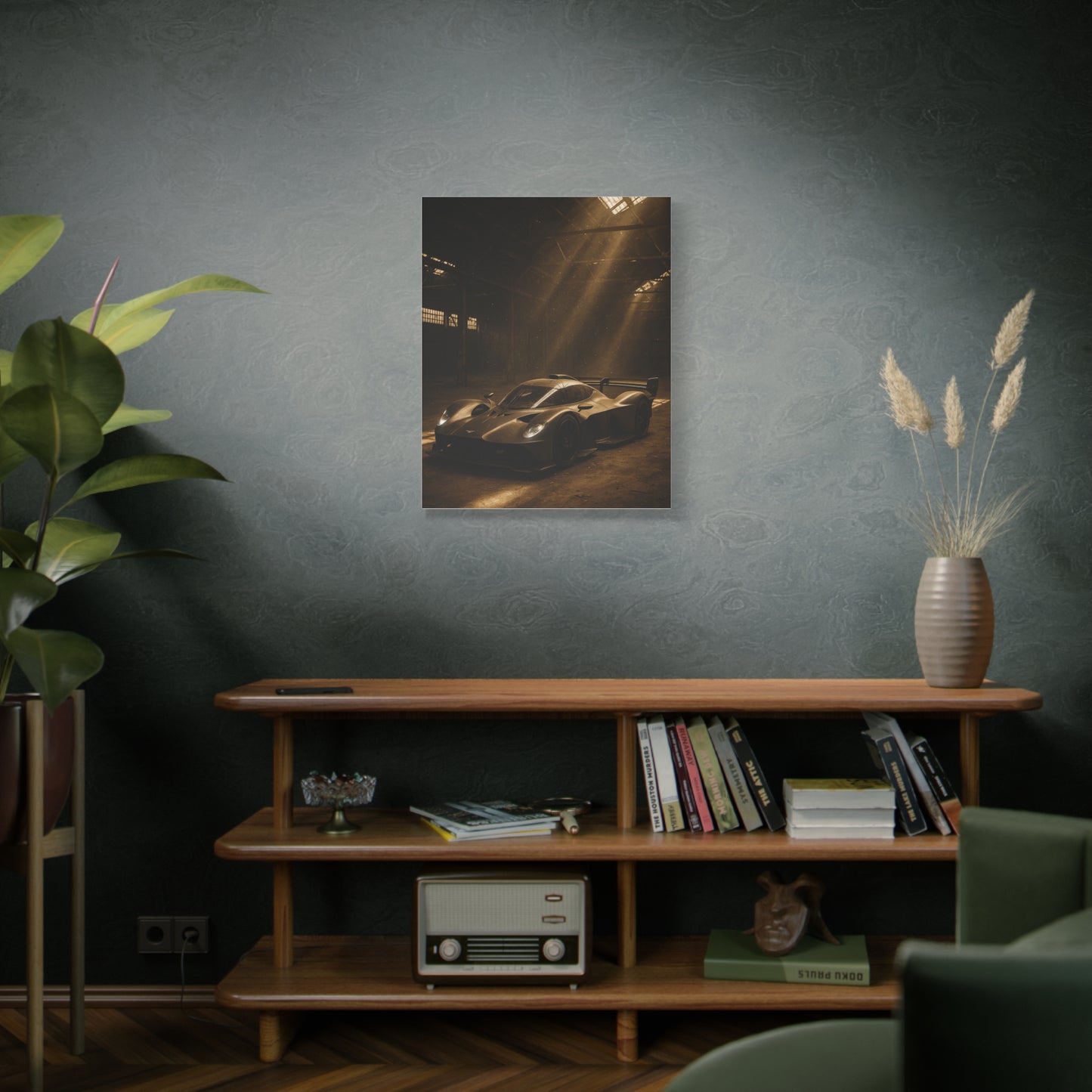 Canvas Print - Aston Martin Valkyrie AMR Pro in a dusty barn