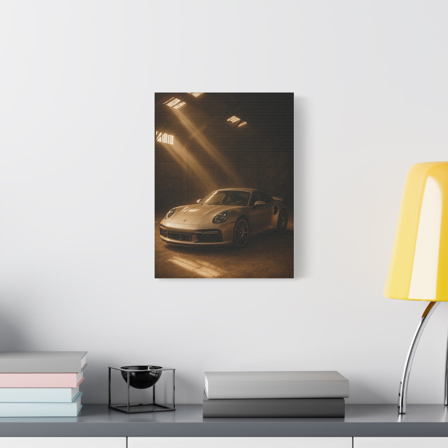 Canvas Print - Porsche 911 Turbo S(992) in a dusty barn