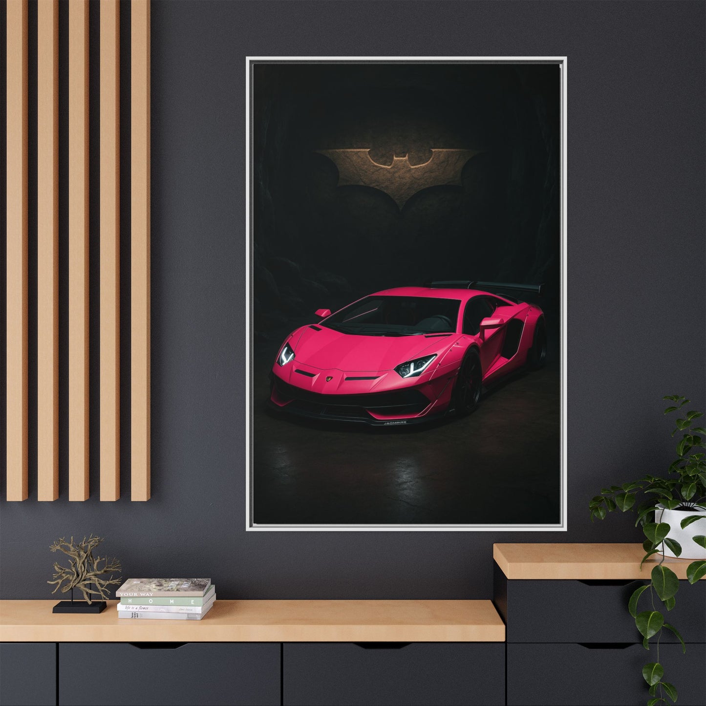 Pink Liberty Walk Wide Body Lamborghini Aventador Matte Canvas Framed