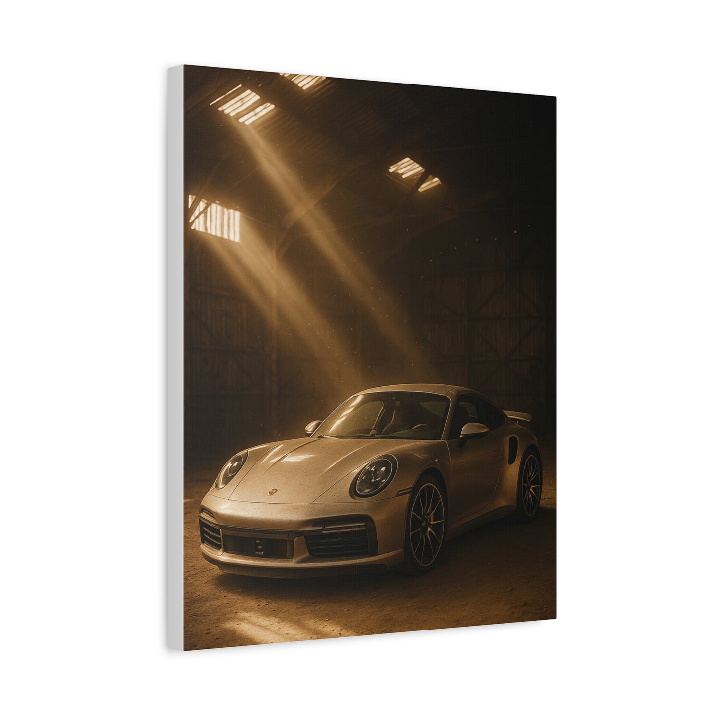 Canvas Print - Porsche 911 Turbo S(992) in a dusty barn