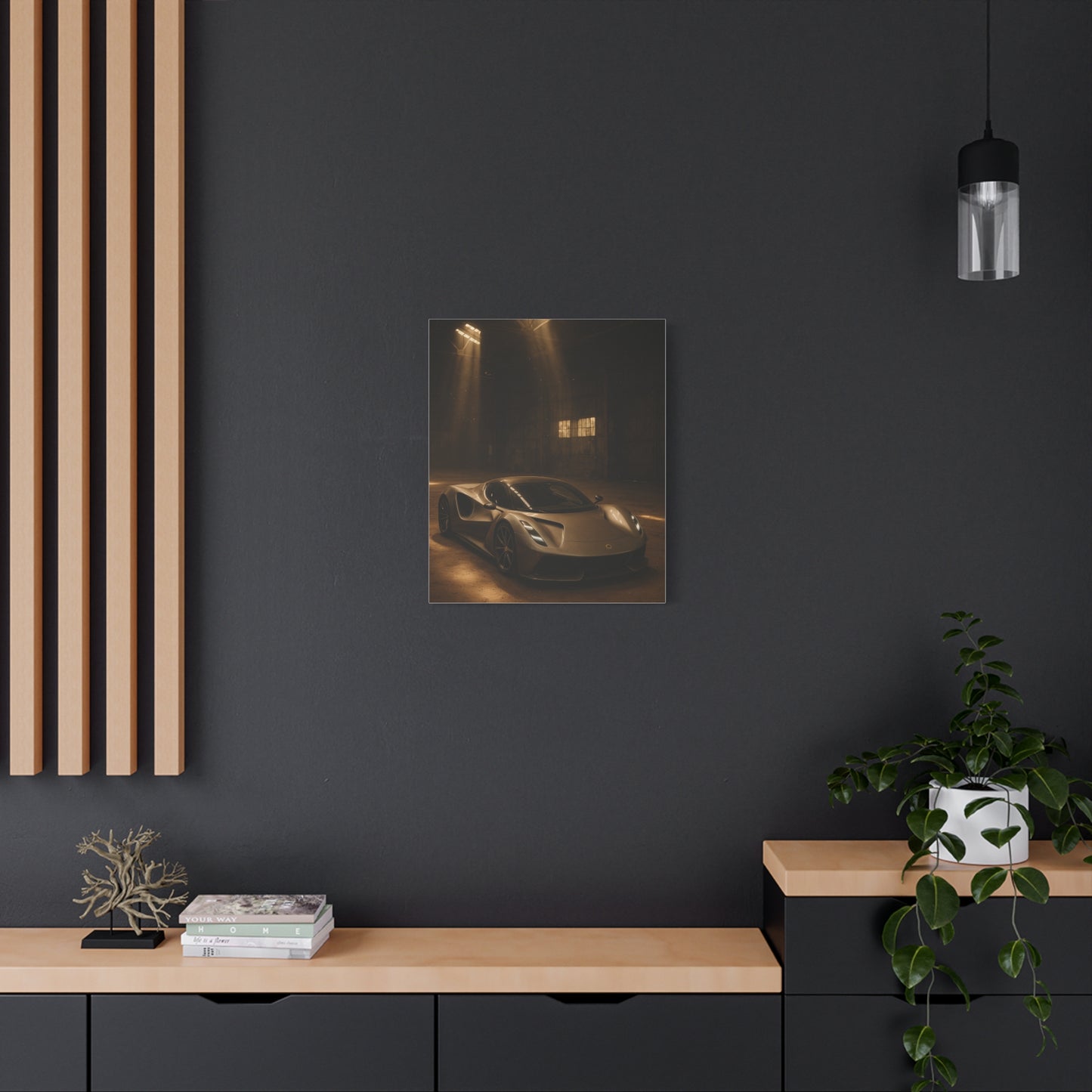 Canvas Print - Lotus Evija in a dusty barn