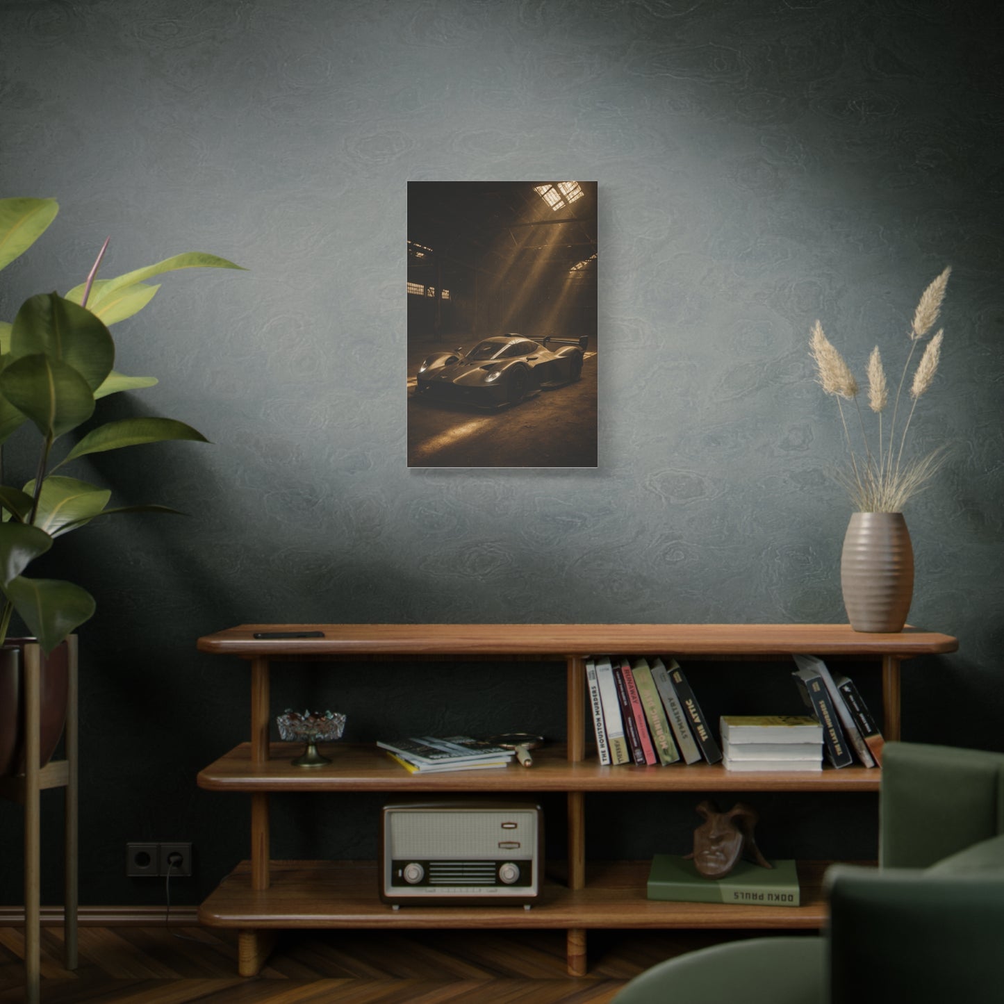 Canvas Print - Aston Martin Valkyrie AMR Pro in a dusty barn