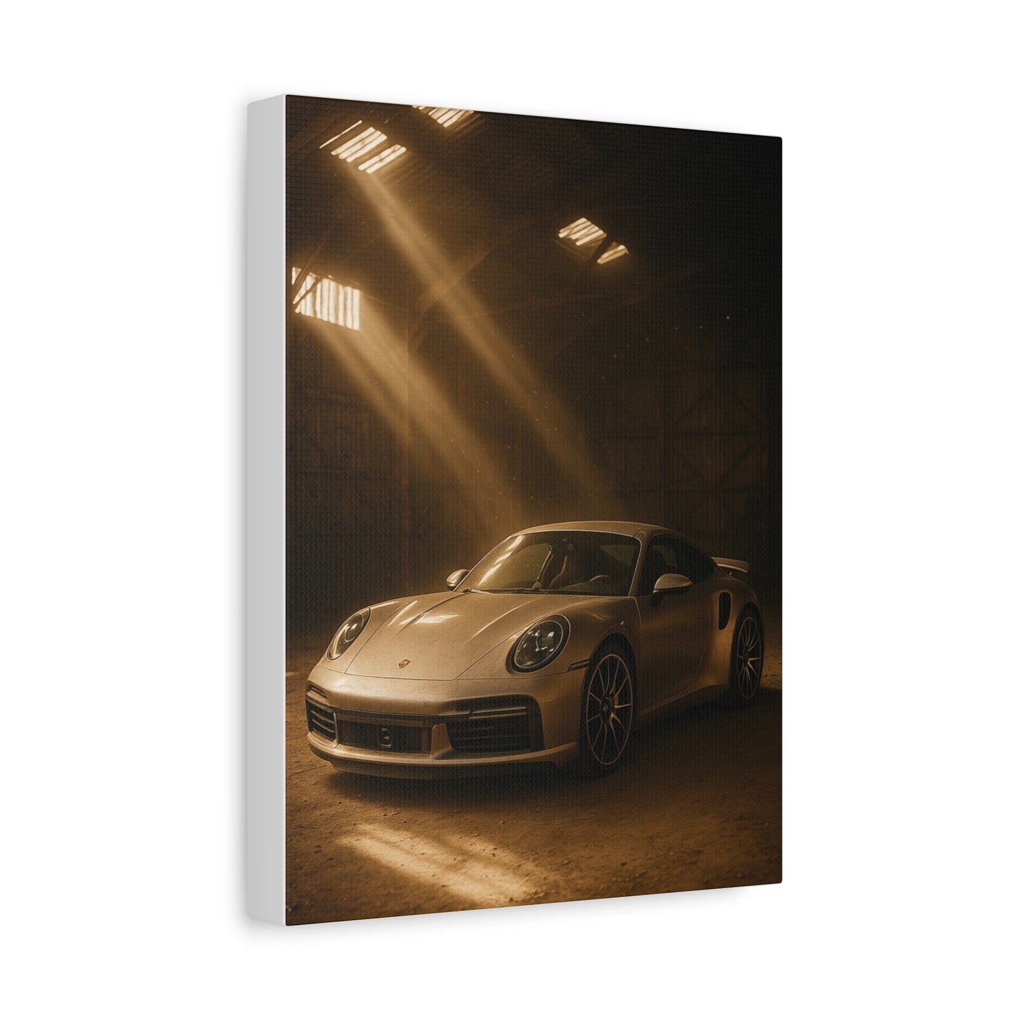 Canvas Print - Porsche 911 Turbo S(992) in a dusty barn