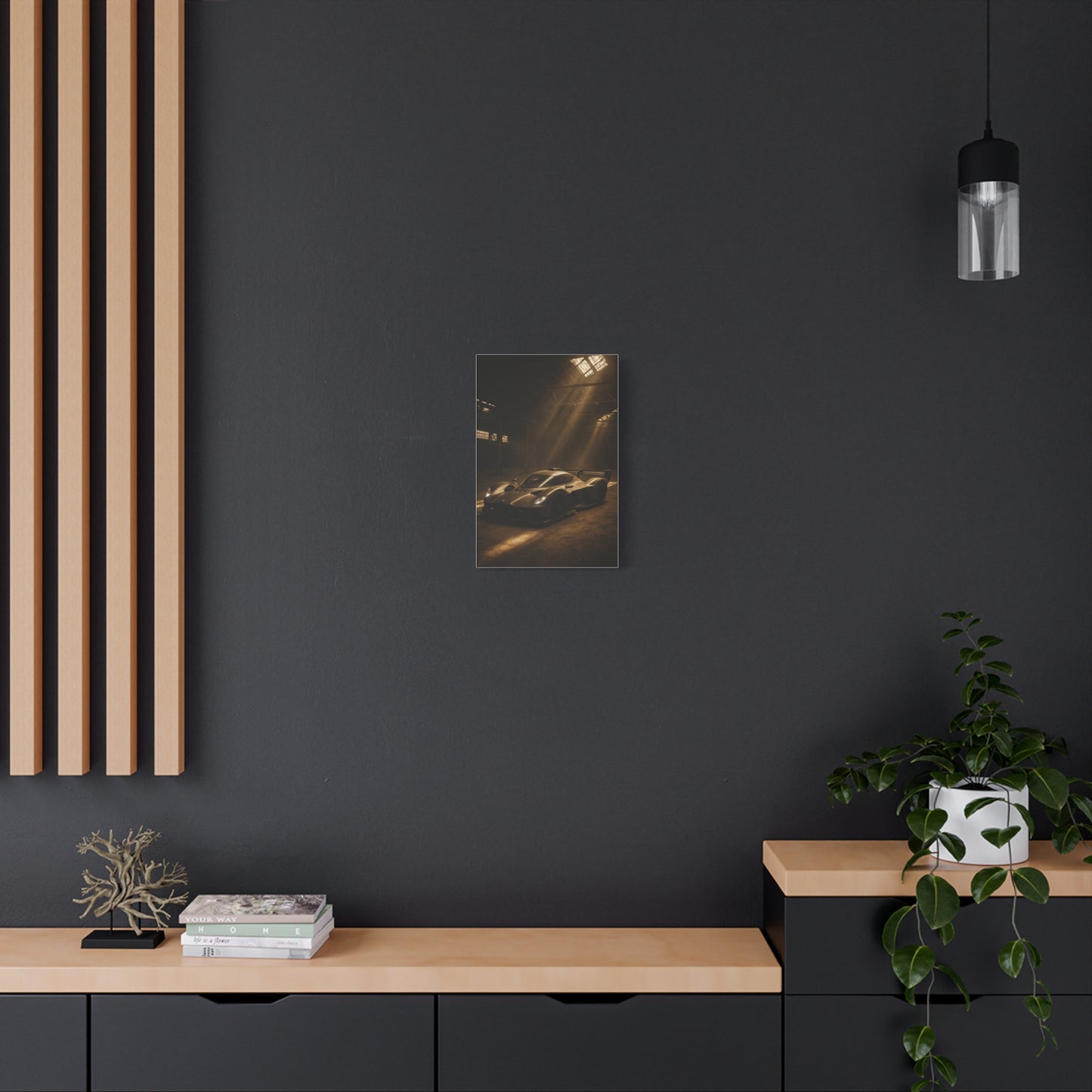 Canvas Print - Aston Martin Valkyrie AMR Pro in a dusty barn