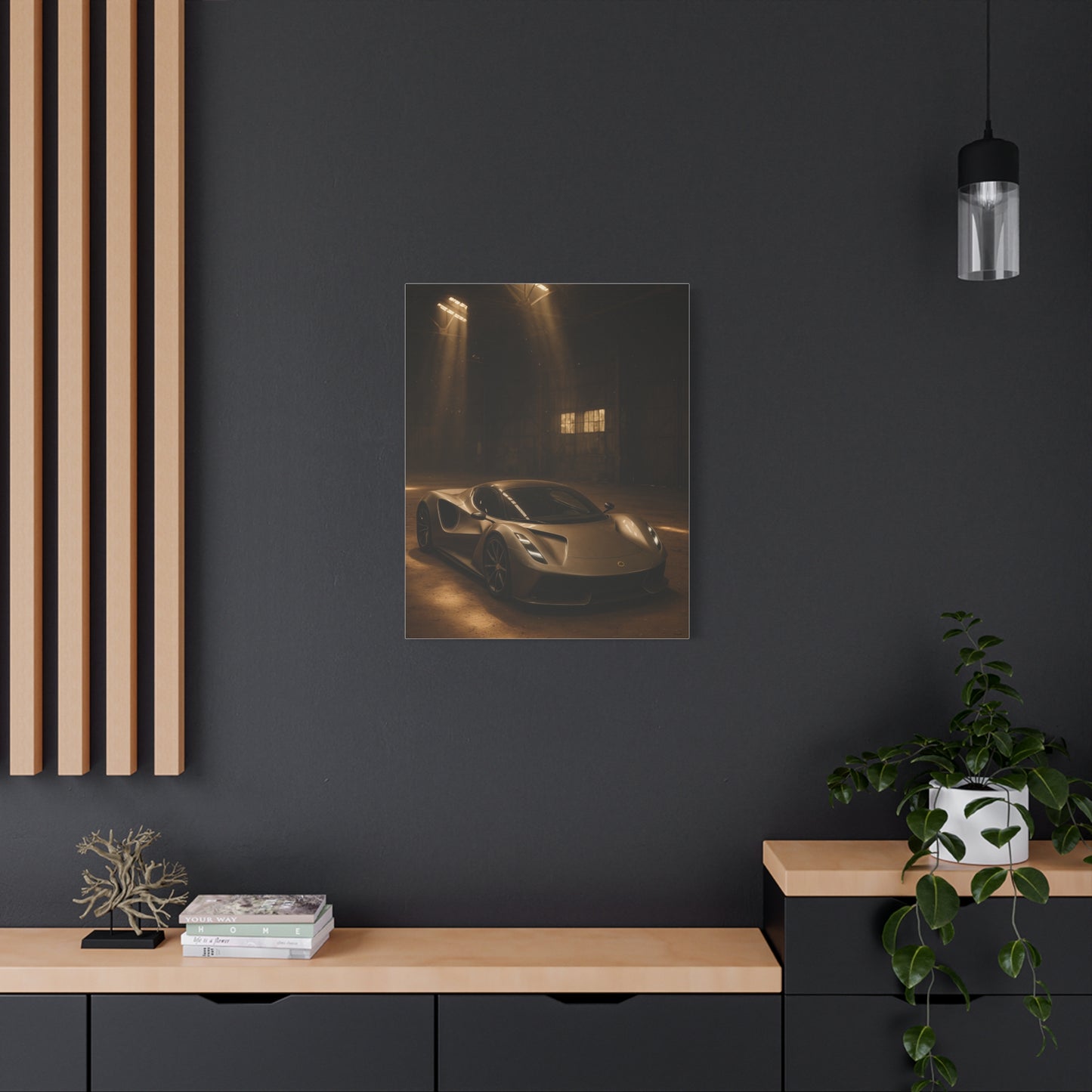 Canvas Print - Lotus Evija in a dusty barn