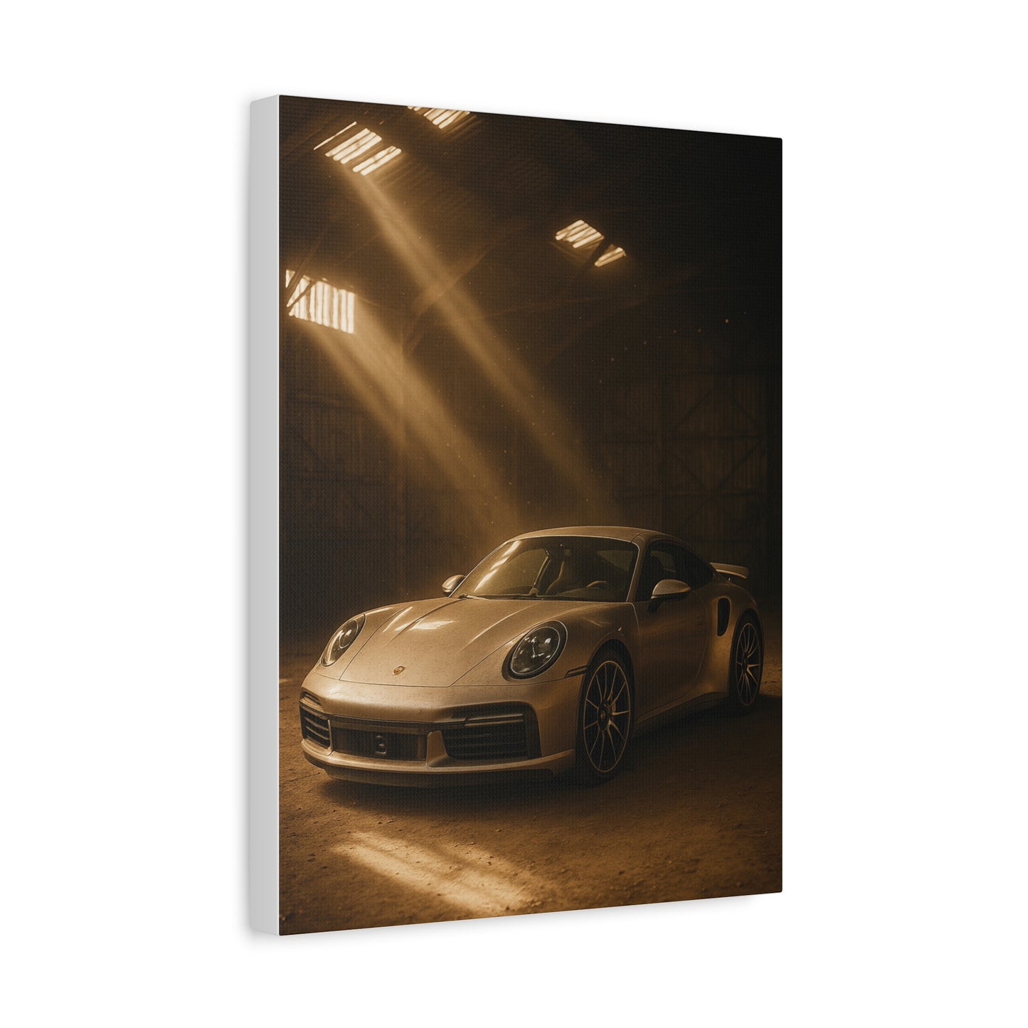Canvas Print - Porsche 911 Turbo S(992) in a dusty barn