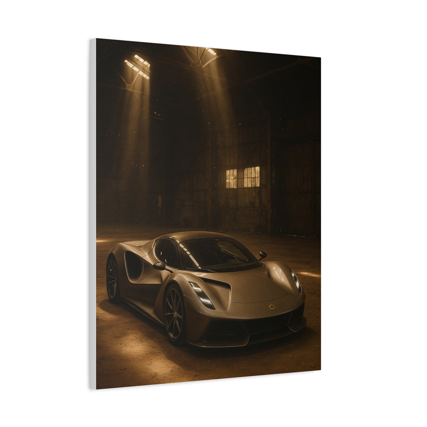 Canvas Print - Lotus Evija in a dusty barn