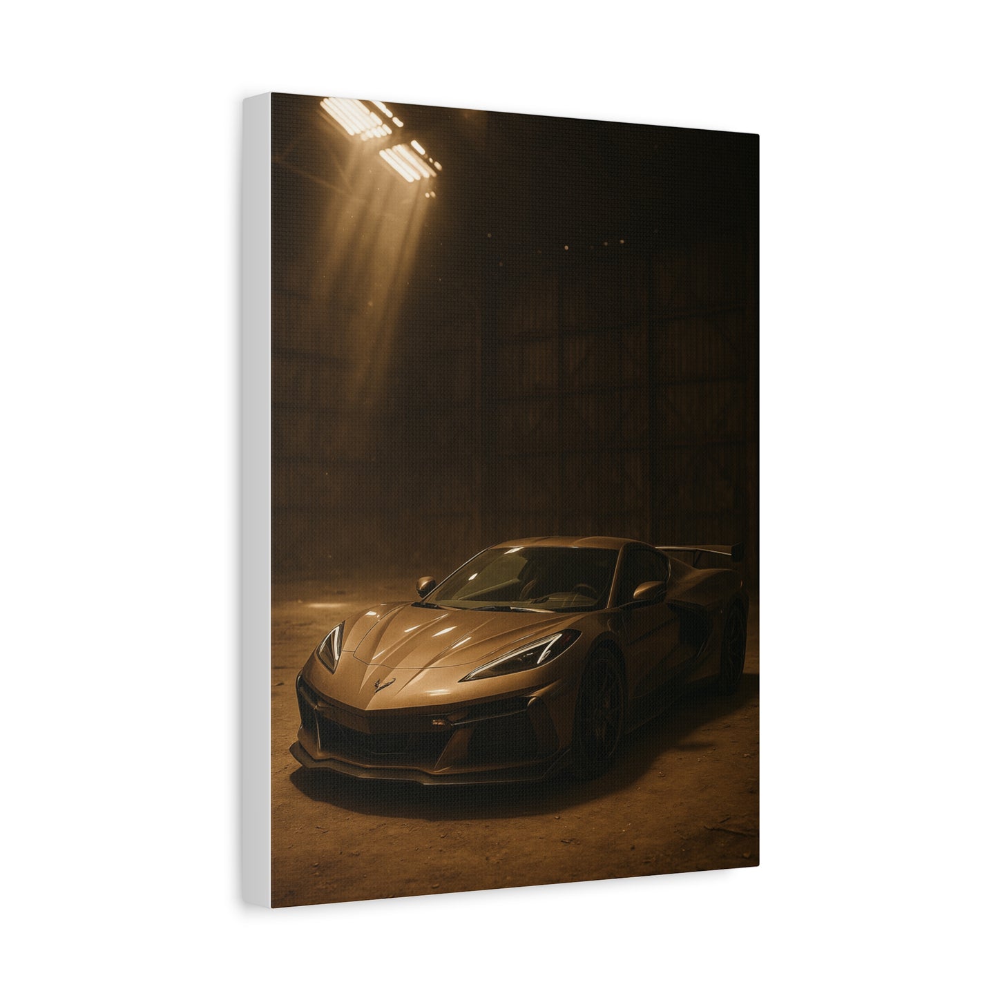 Canvas Print - Corevette C8 Z06 in a dusty barn