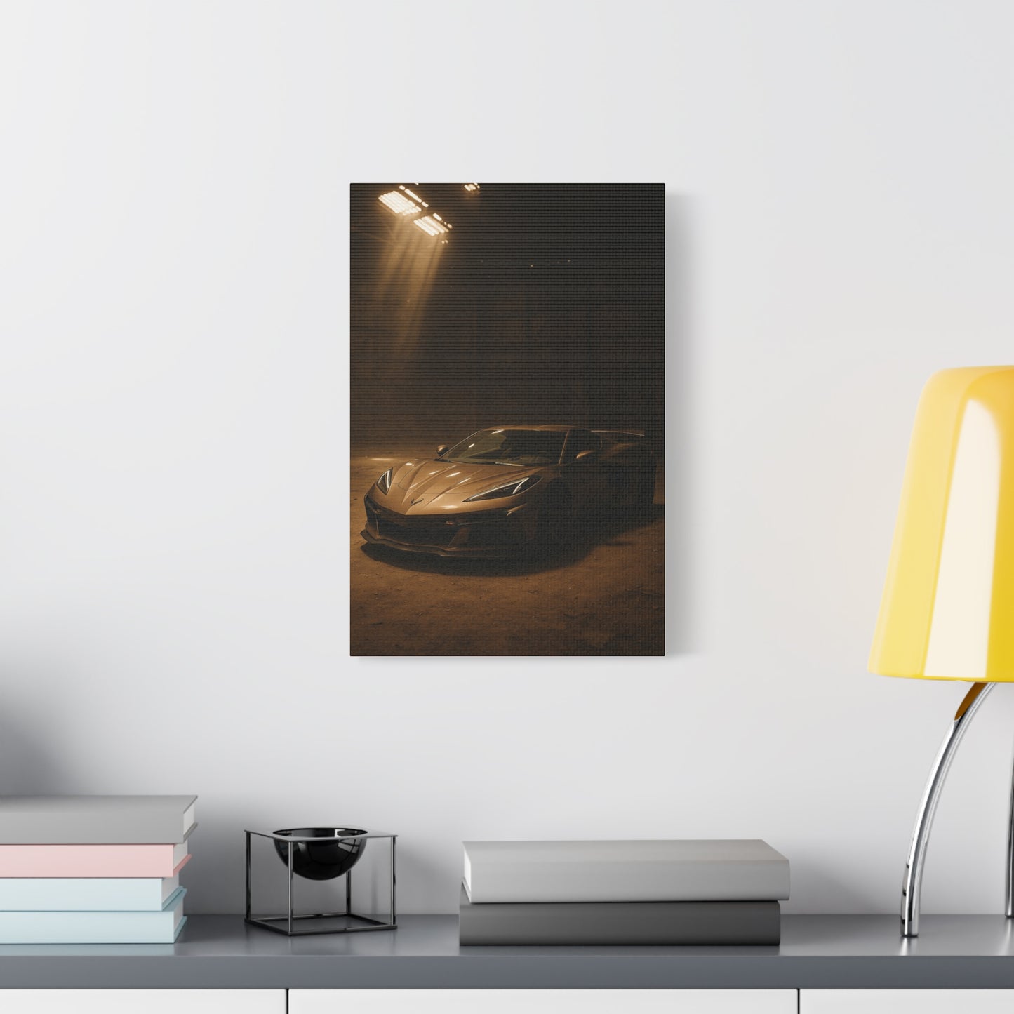 Canvas Print - Corevette C8 Z06 in a dusty barn