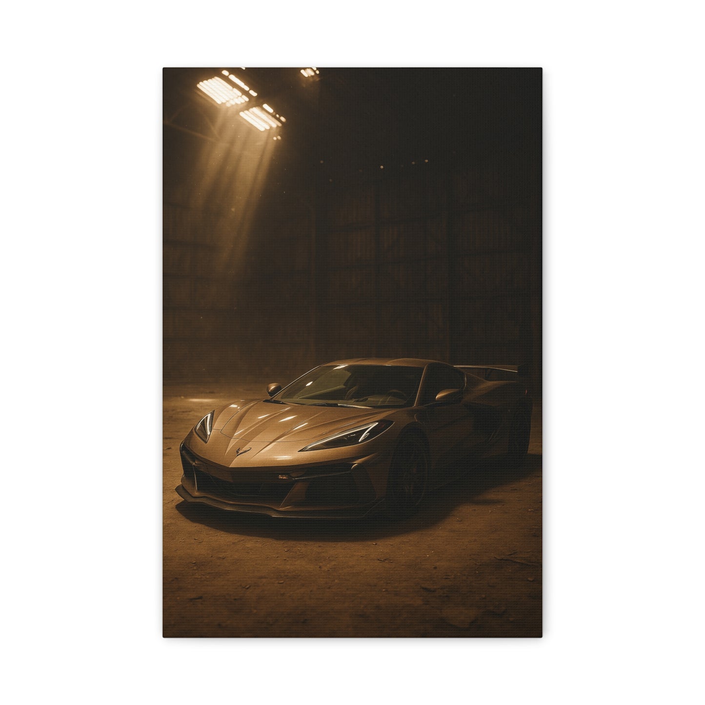 Canvas Print - Corevette C8 Z06 in a dusty barn