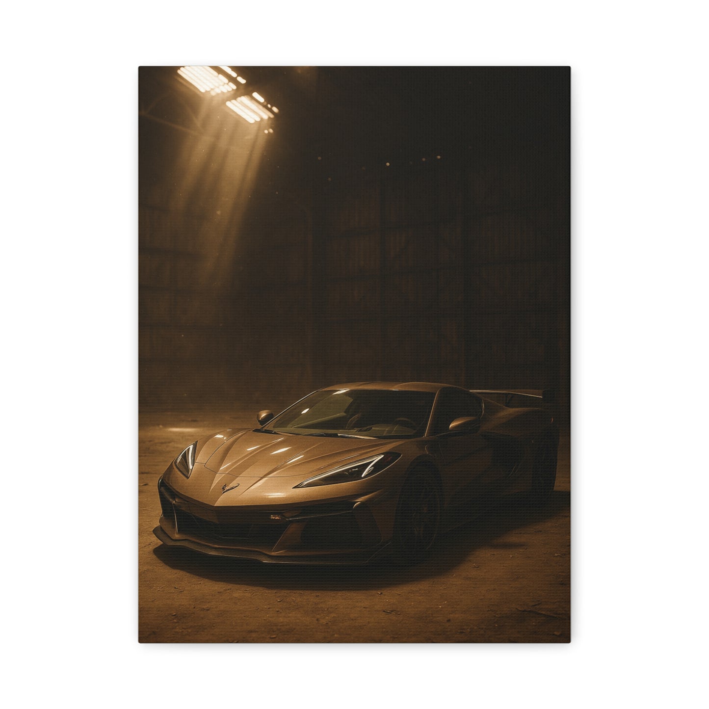 Canvas Print - Corevette C8 Z06 in a dusty barn