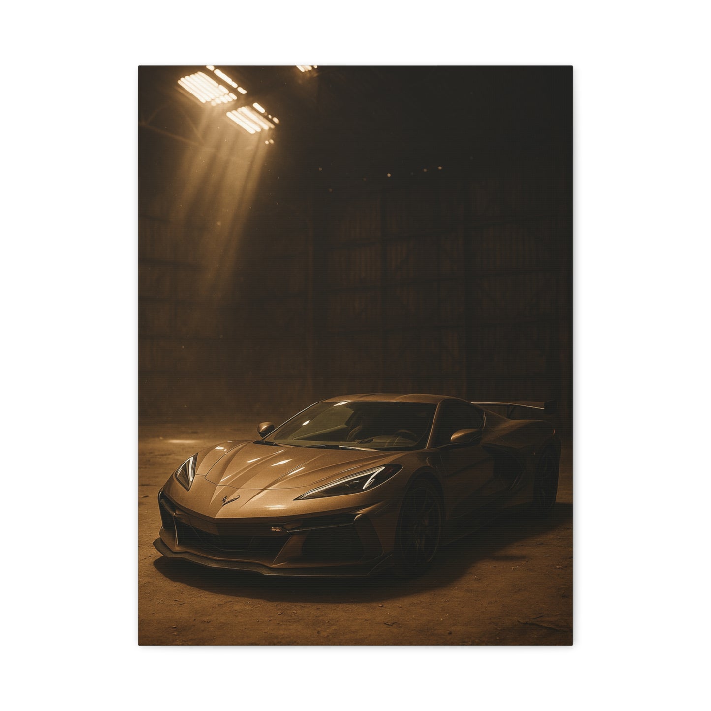 Canvas Print - Corevette C8 Z06 in a dusty barn