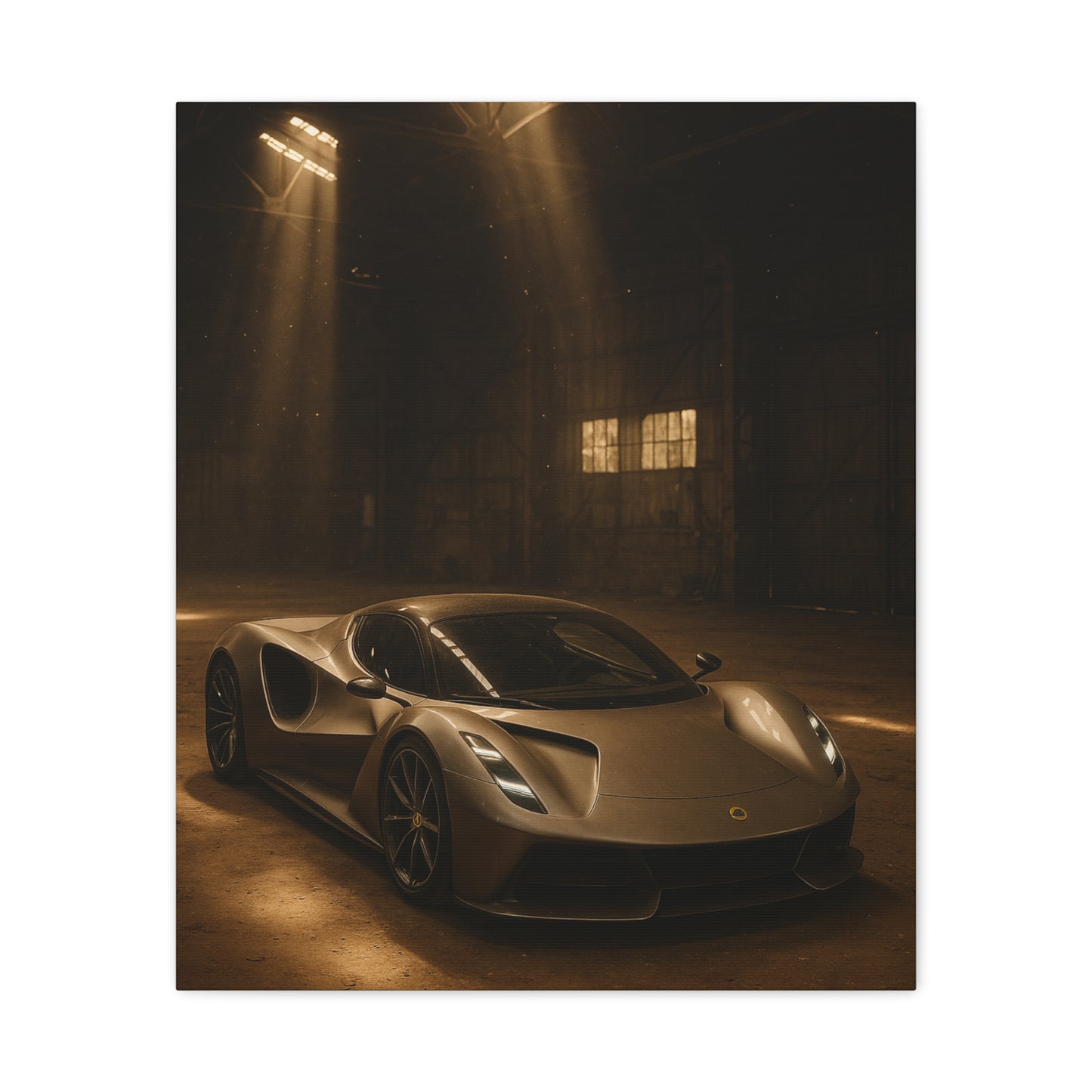 Canvas Print - Lotus Evija in a dusty barn