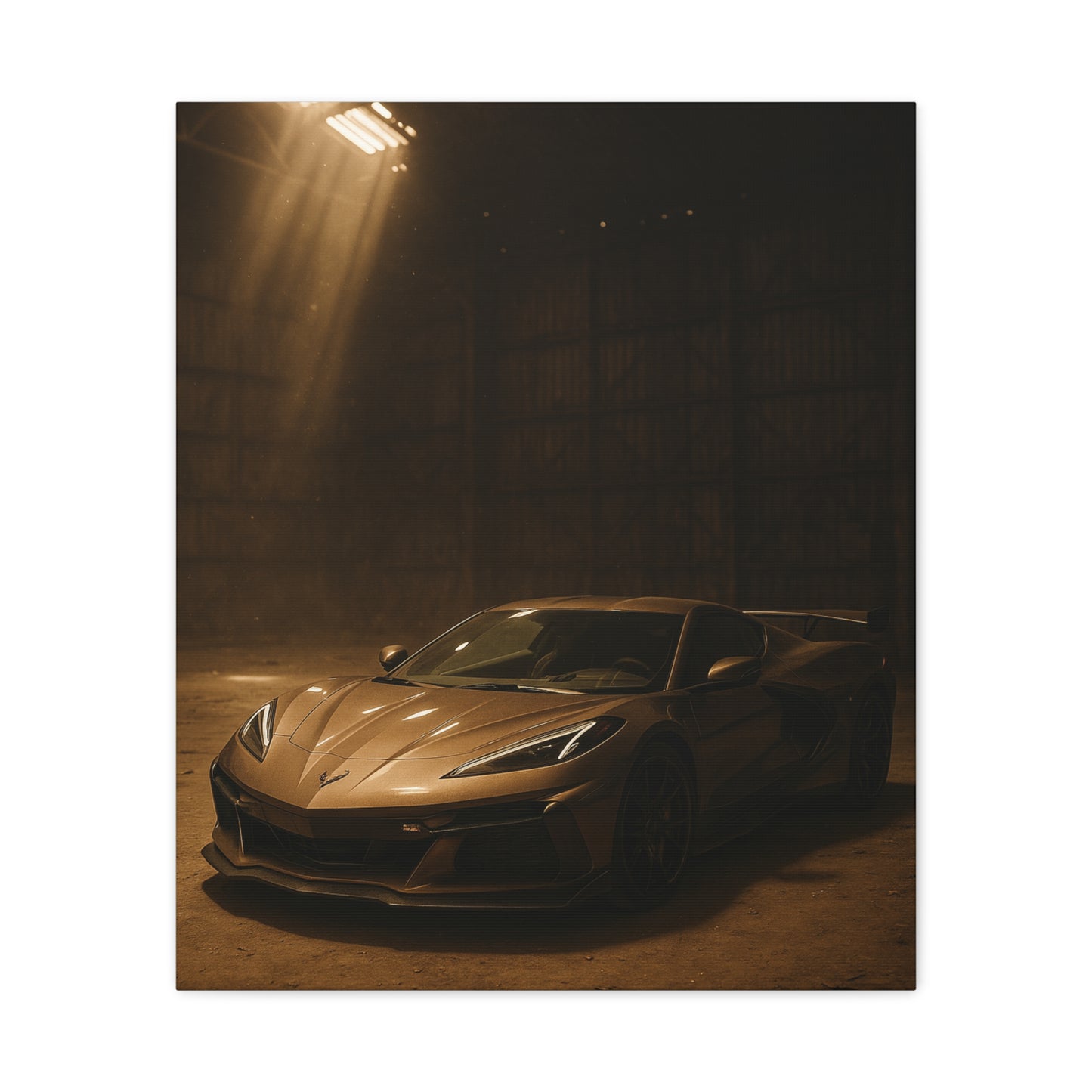 Canvas Print - Corevette C8 Z06 in a dusty barn