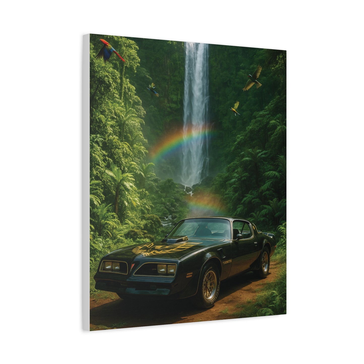 Canvas Print - Pontiac Firebird Trans Am driving through the jungle