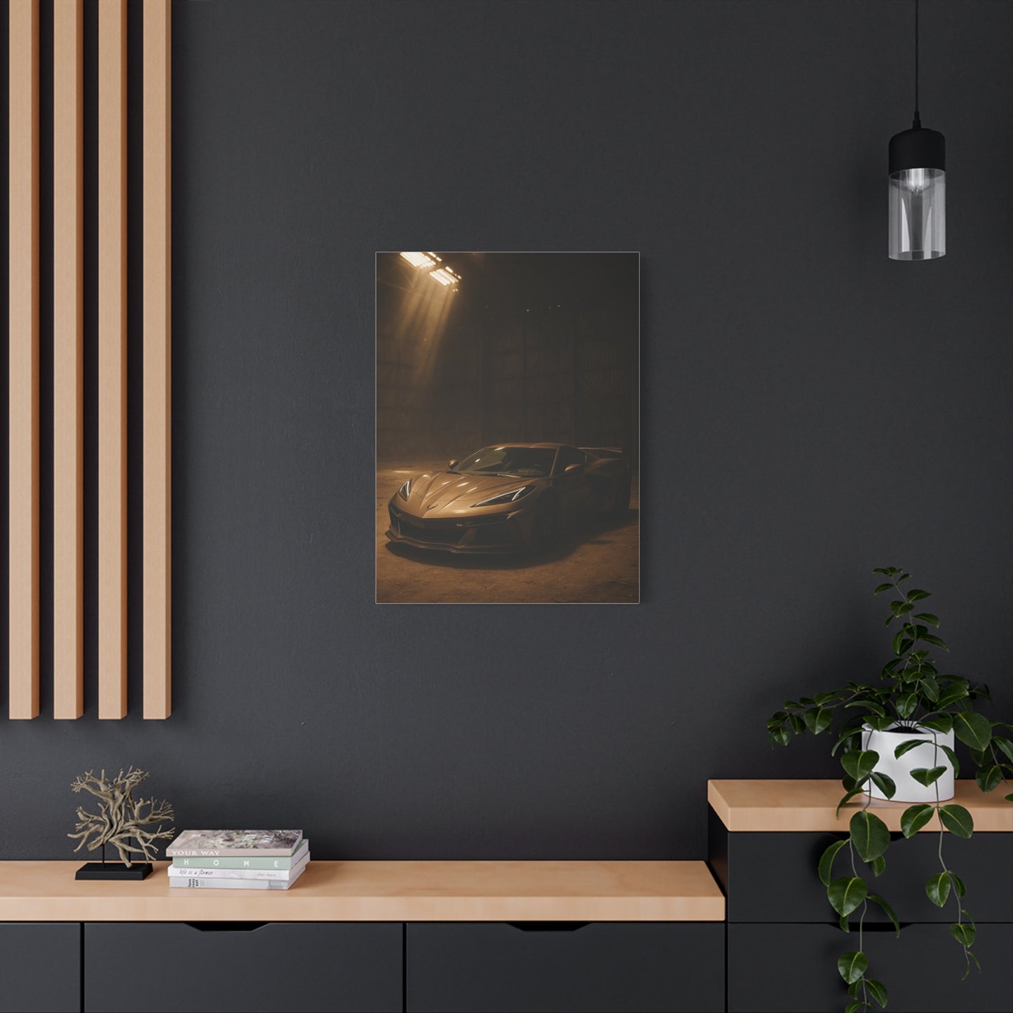 Canvas Print - Corevette C8 Z06 in a dusty barn