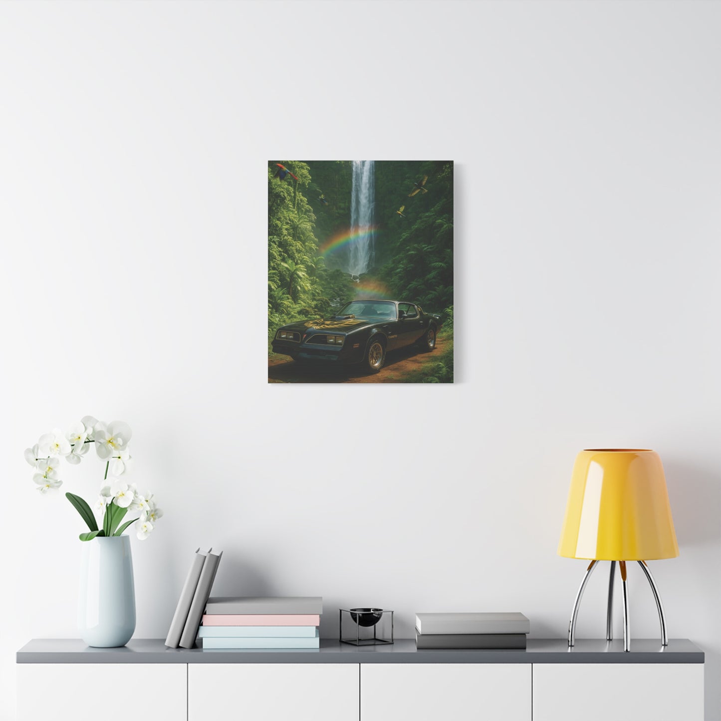 Canvas Print - Pontiac Firebird Trans Am driving through the jungle