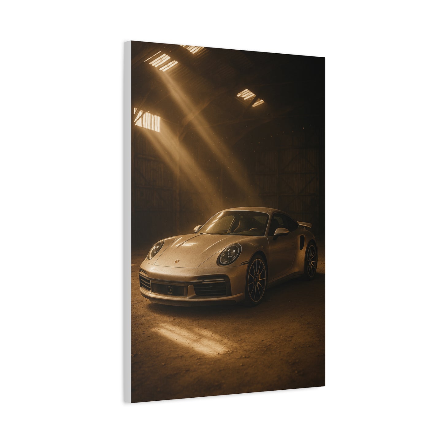 Canvas Print - Porsche 911 Turbo S(992) in a dusty barn