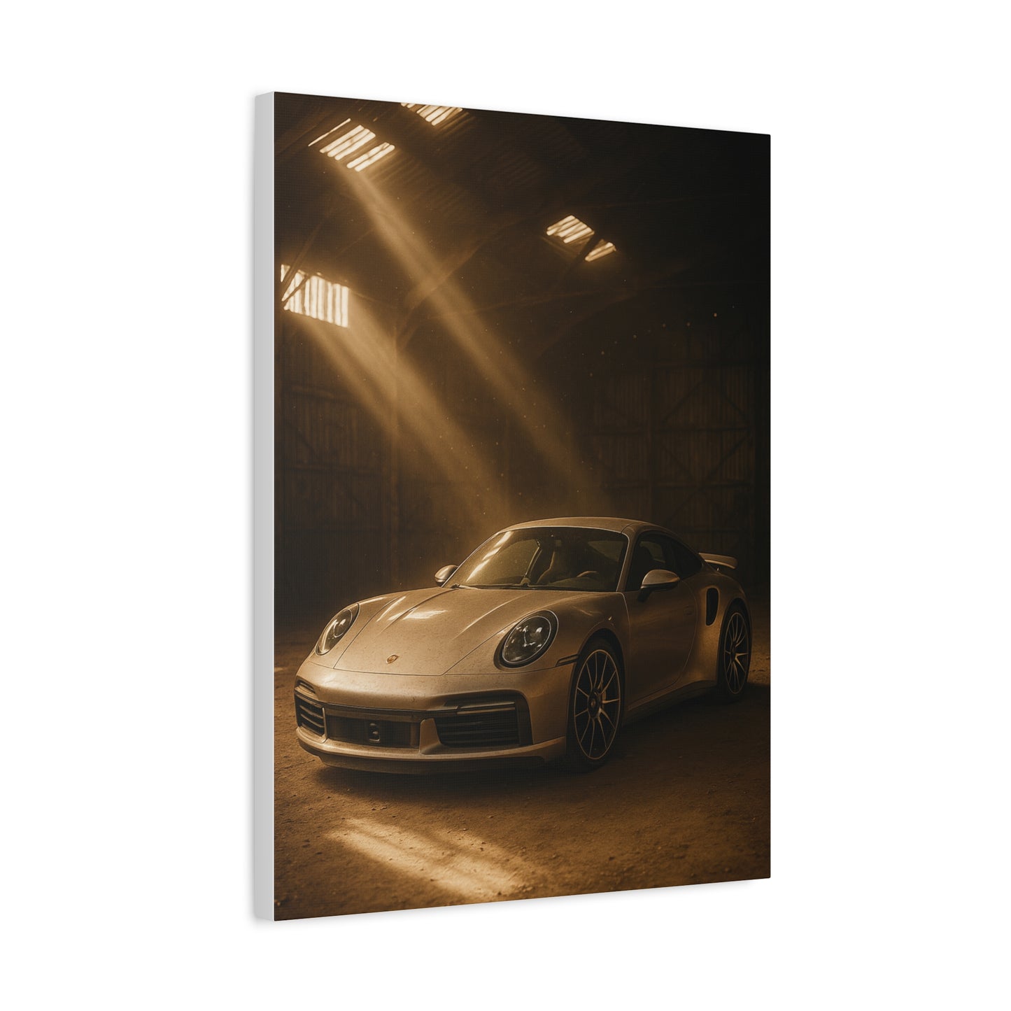 Canvas Print - Porsche 911 Turbo S(992) in a dusty barn