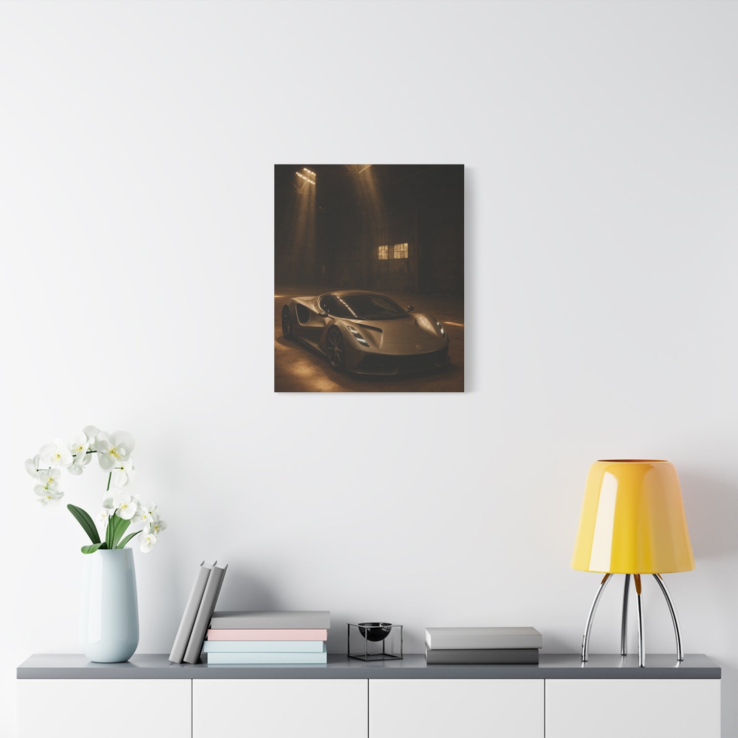 Canvas Print - Lotus Evija in a dusty barn