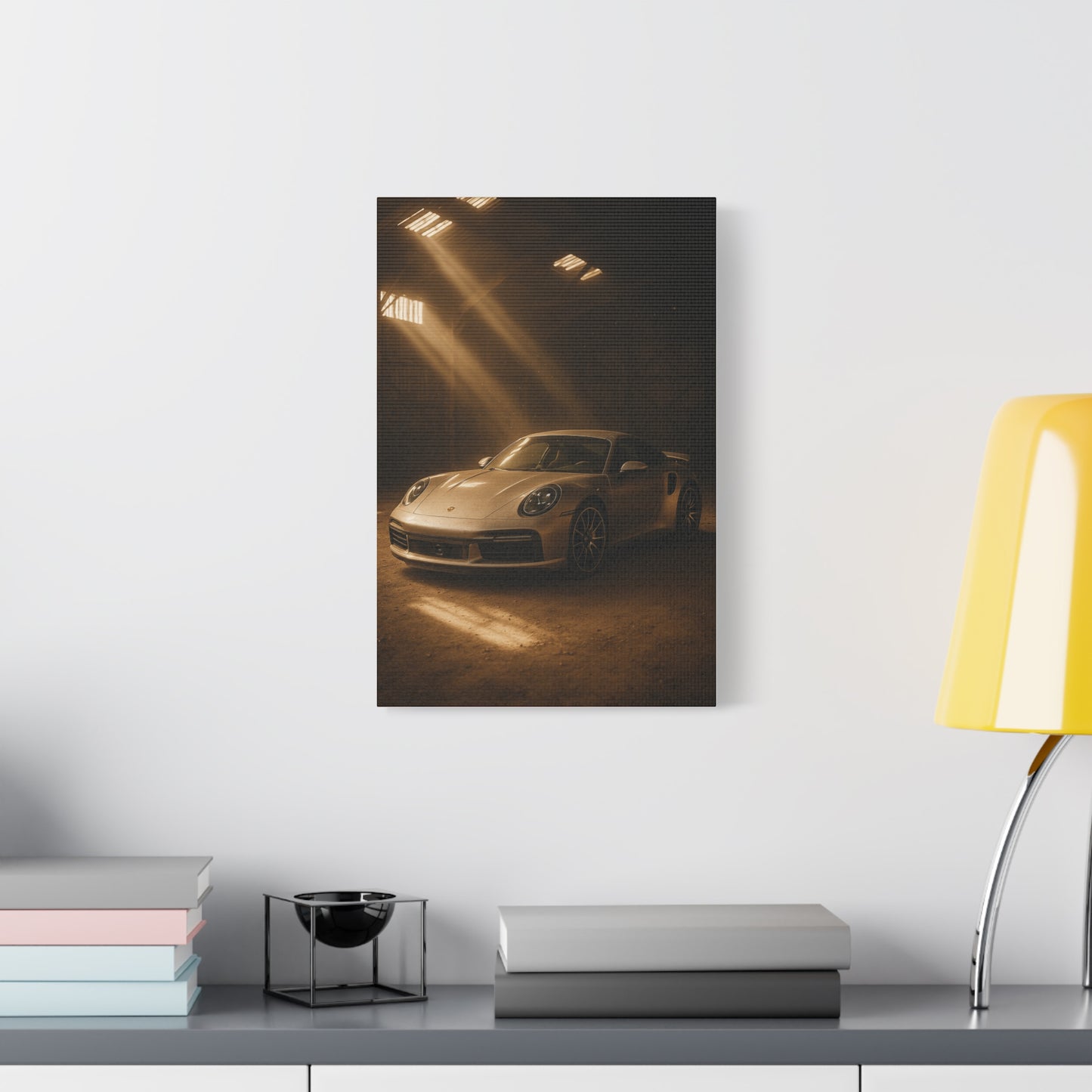 Canvas Print - Porsche 911 Turbo S(992) in a dusty barn
