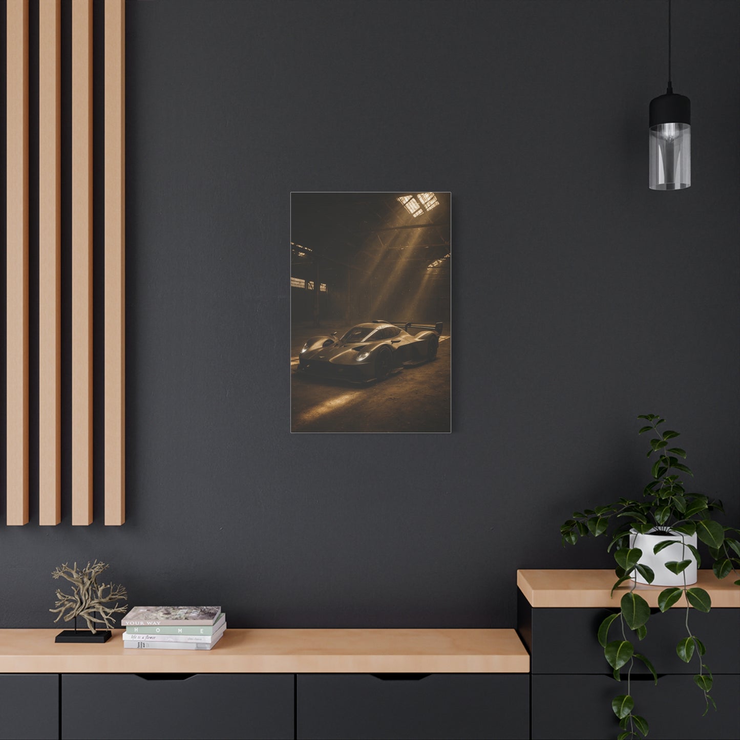 Canvas Print - Aston Martin Valkyrie AMR Pro in a dusty barn