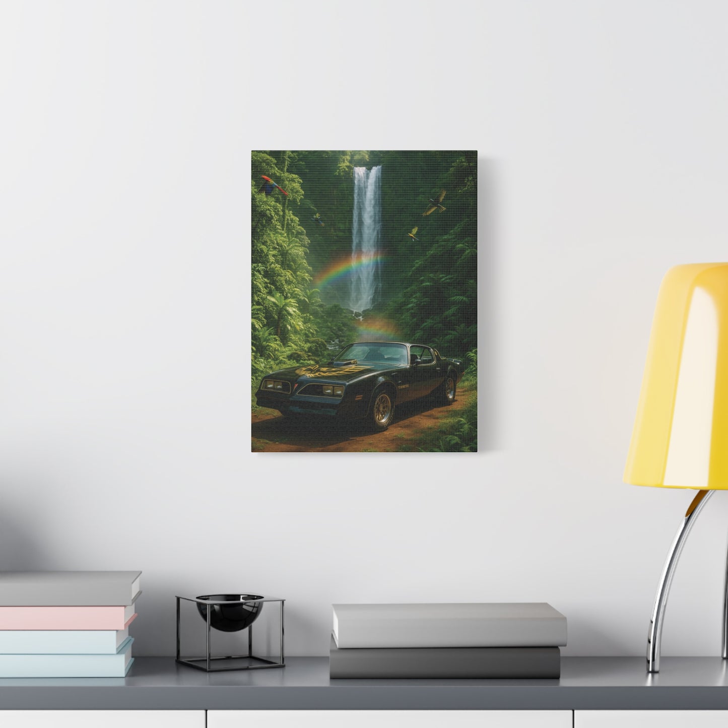 Canvas Print - Pontiac Firebird Trans Am driving through the jungle