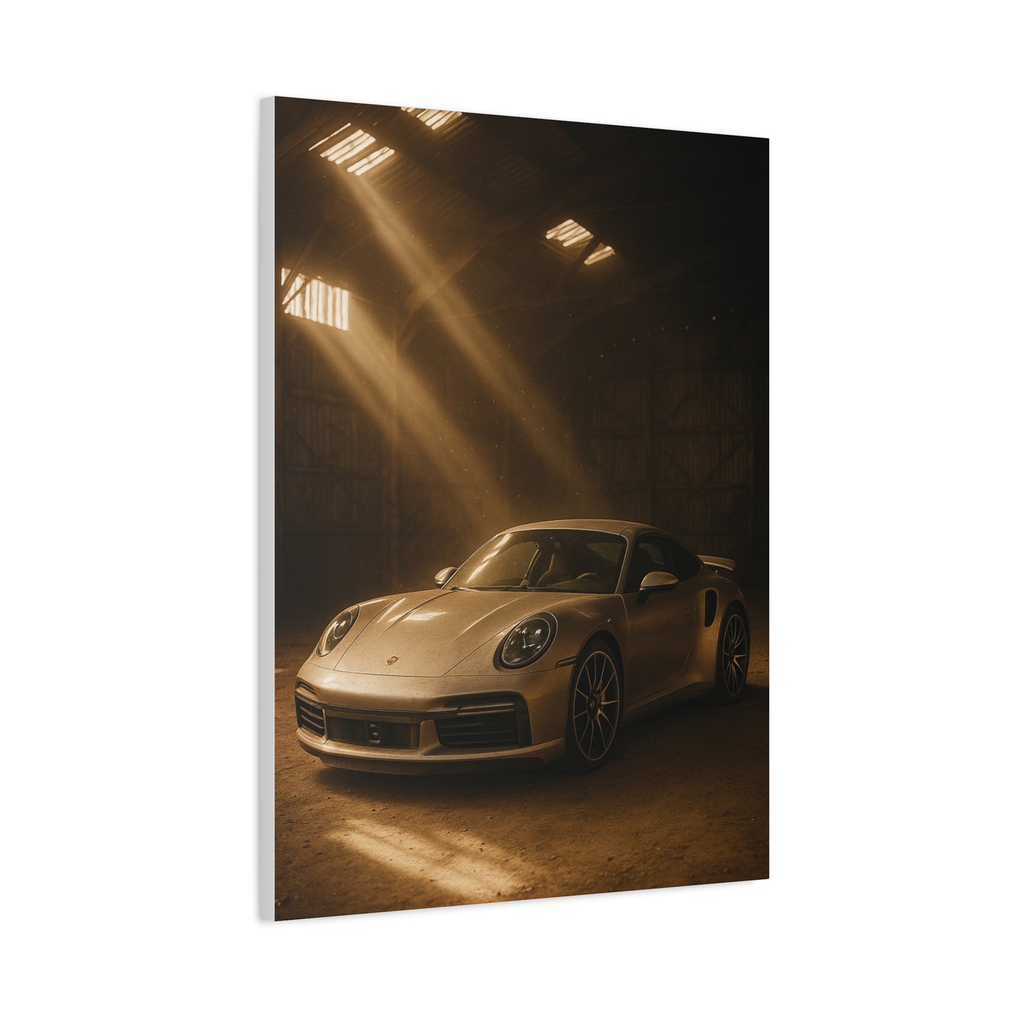 Canvas Print - Porsche 911 Turbo S(992) in a dusty barn