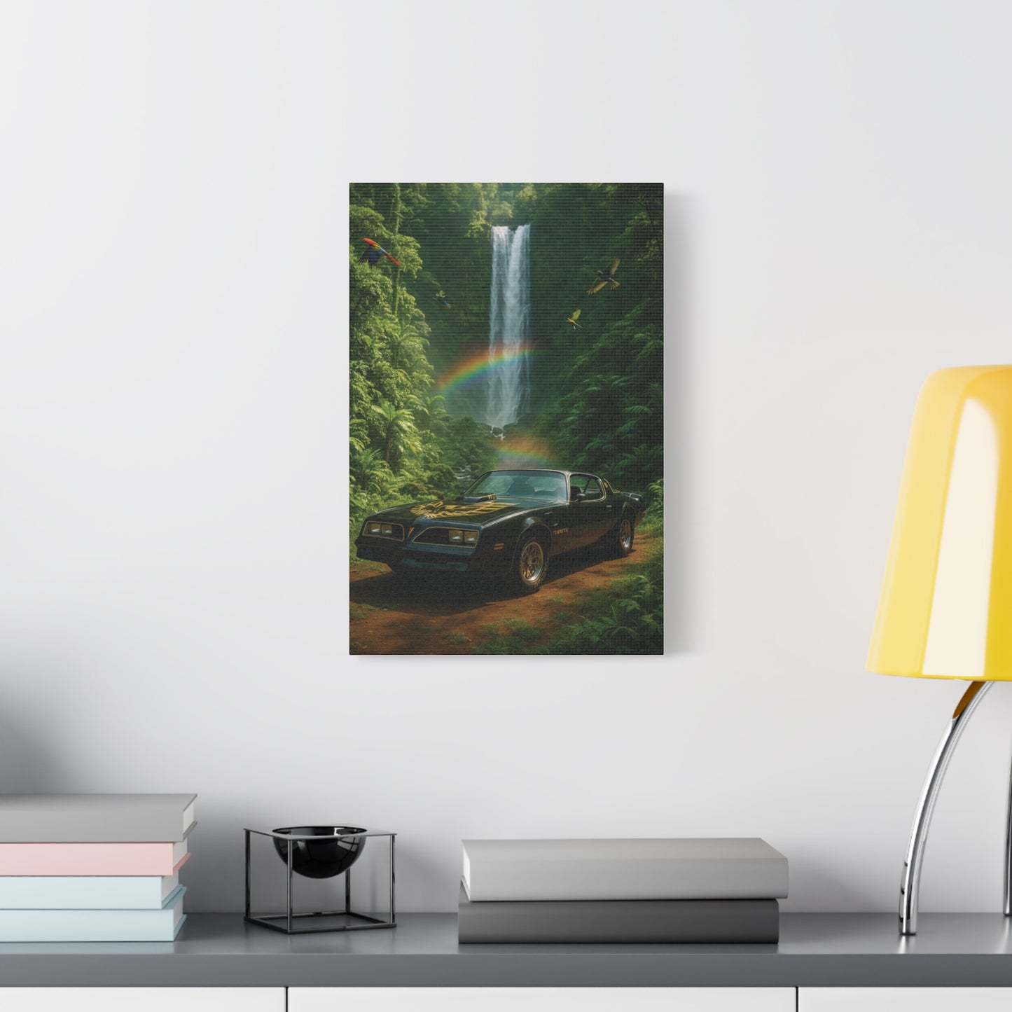Canvas Print - Pontiac Firebird Trans Am driving through the jungle