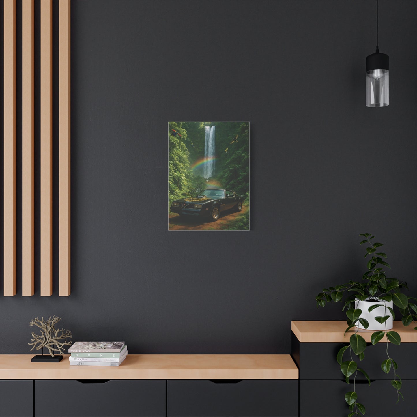 Canvas Print - Pontiac Firebird Trans Am driving through the jungle