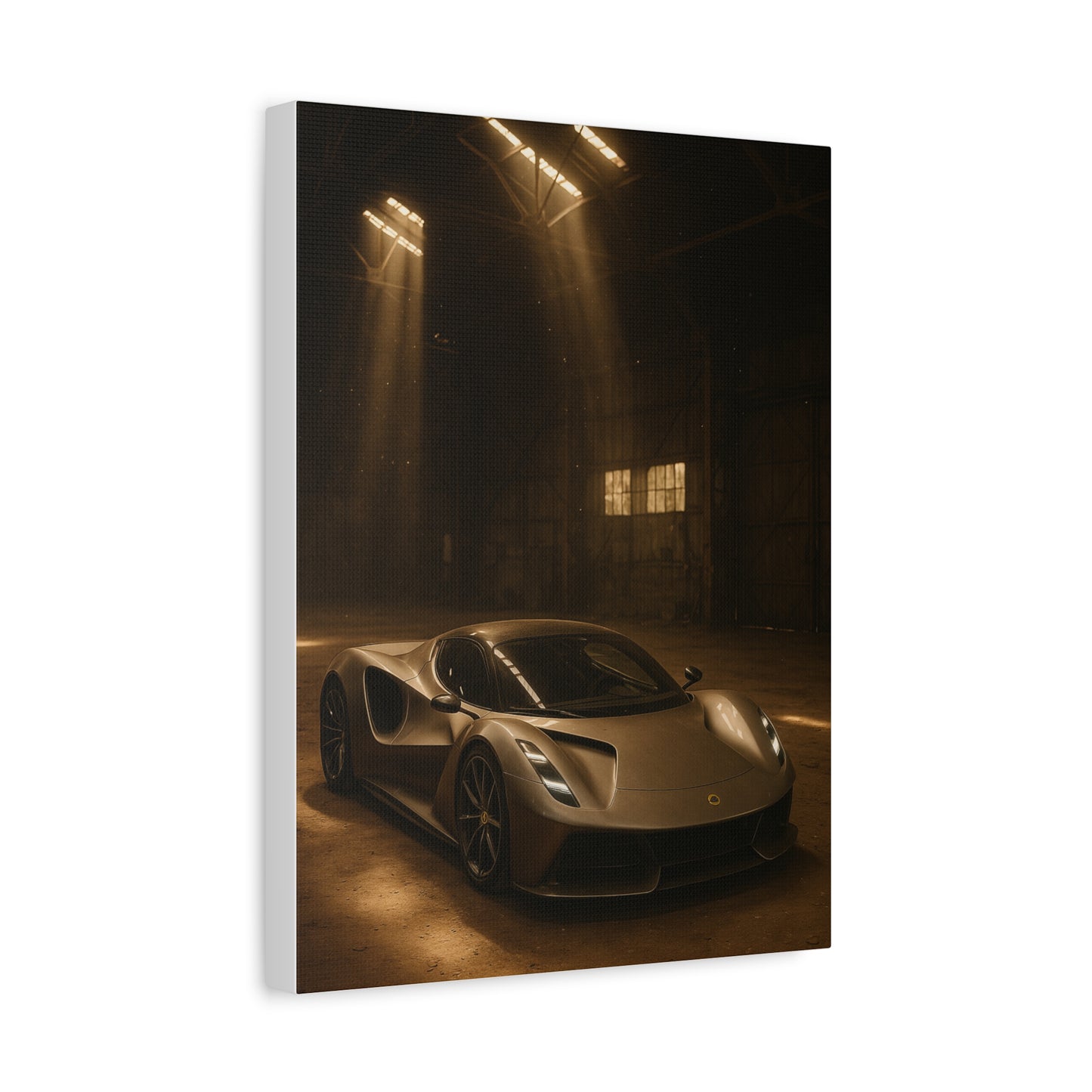 Canvas Print - Lotus Evija in a dusty barn