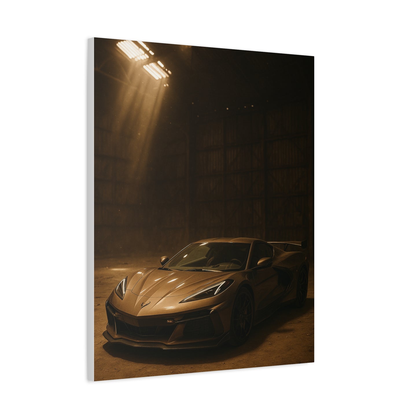 Canvas Print - Corevette C8 Z06 in a dusty barn